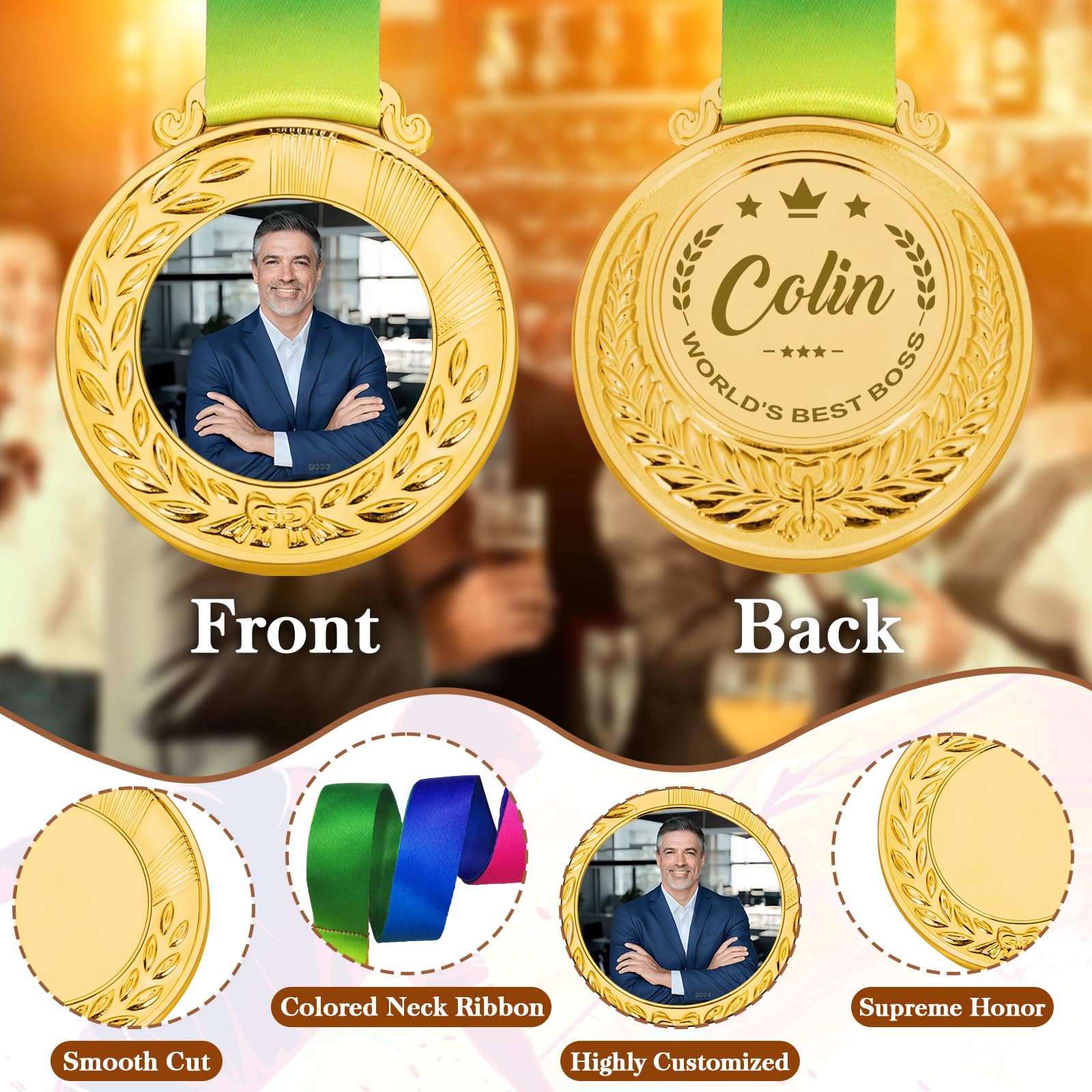 Funny Boss Day Gifts for Women & Men - Custom Gold Medals for Awards & Retirement