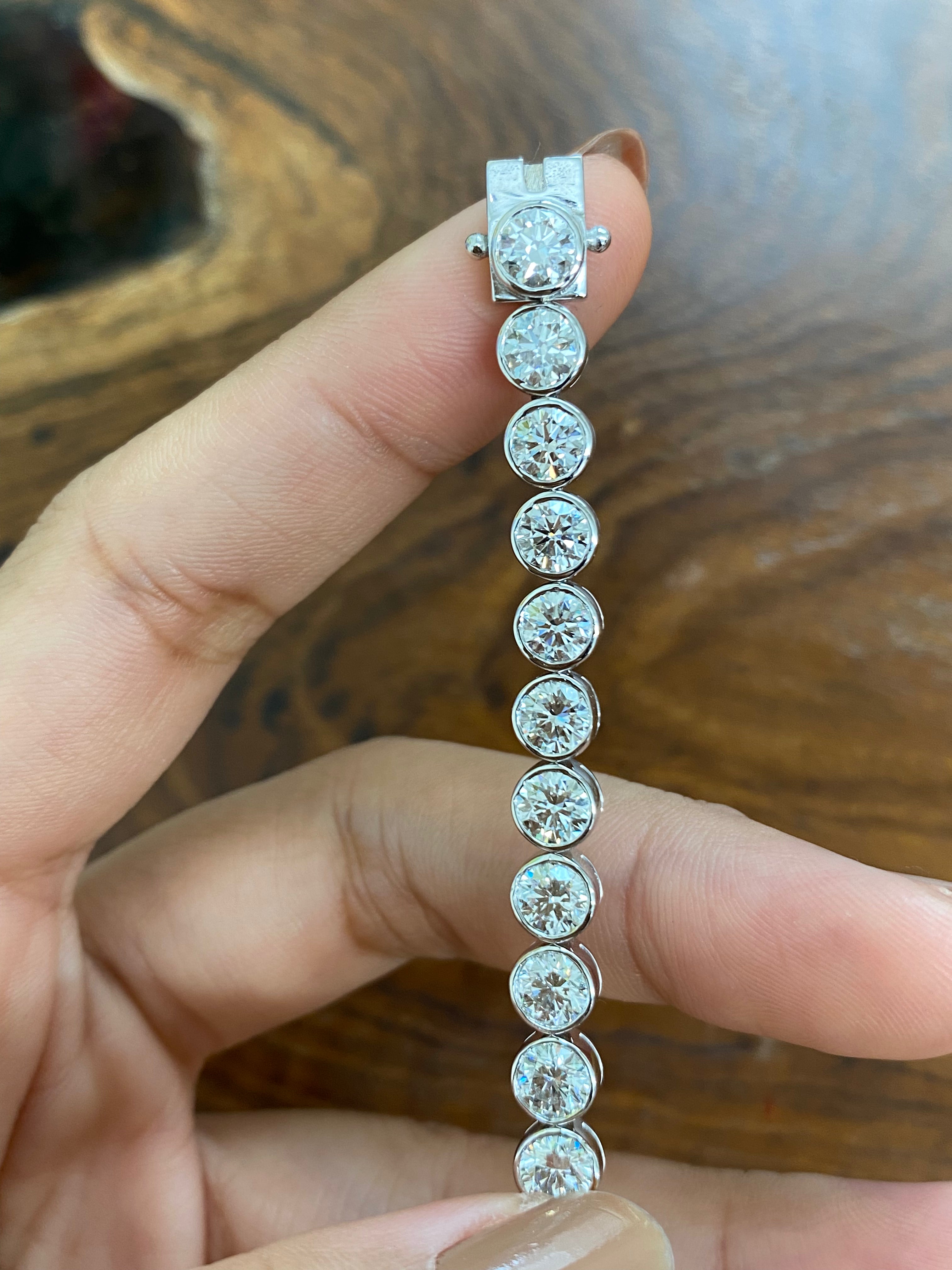 11.74 Carat Lab-Created Diamond Tennis Bracelet - 6.5 Inch Adjustable Bezel Setting for Women | Perfect for Weddings, Anniversaries & Special Occasions