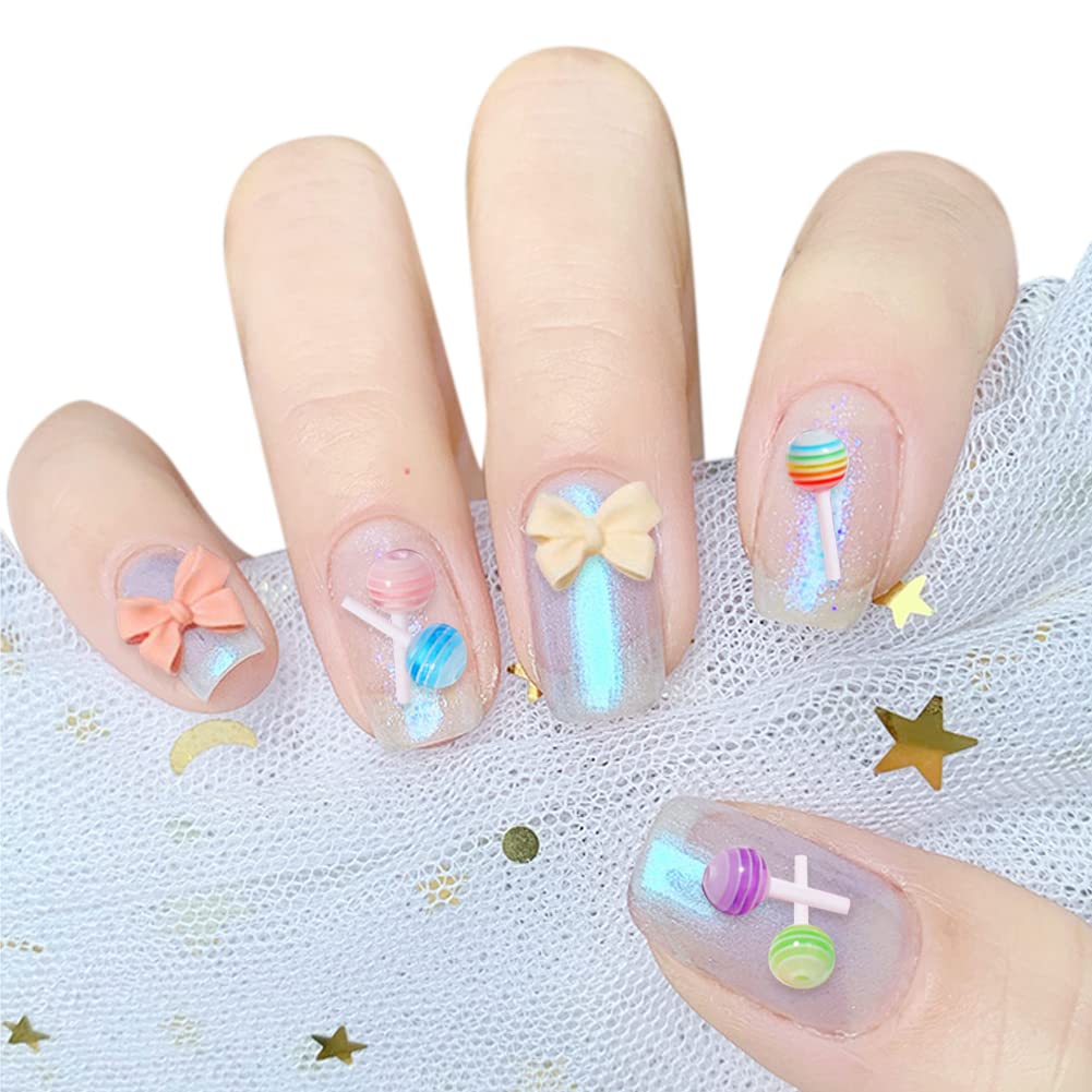 3D Cute Nail Art Charms - Resin Bow Candy Nail Decorations for Women & Girls | DIY Nail Art Supplies & Crafting Accessories | Perfect for Manicures, Nail Salons, and Party Nail Designs