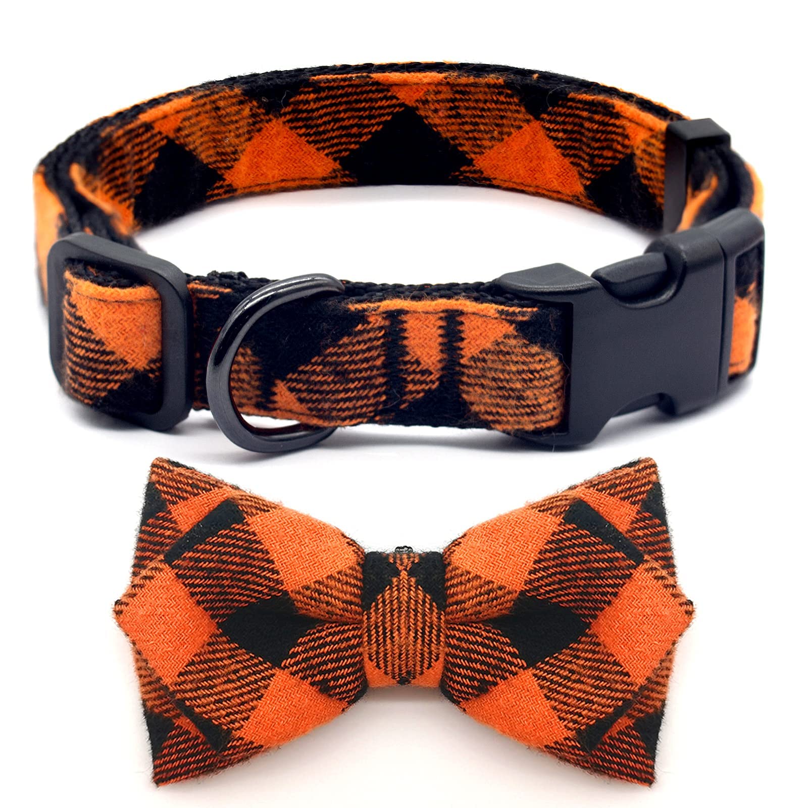 Azusa Fall Dog Collar with Bow - Soft & Comfortable Plaid Pet Collar for Small Dogs - Perfect for Autumn Walks & Seasonal Pet Photos