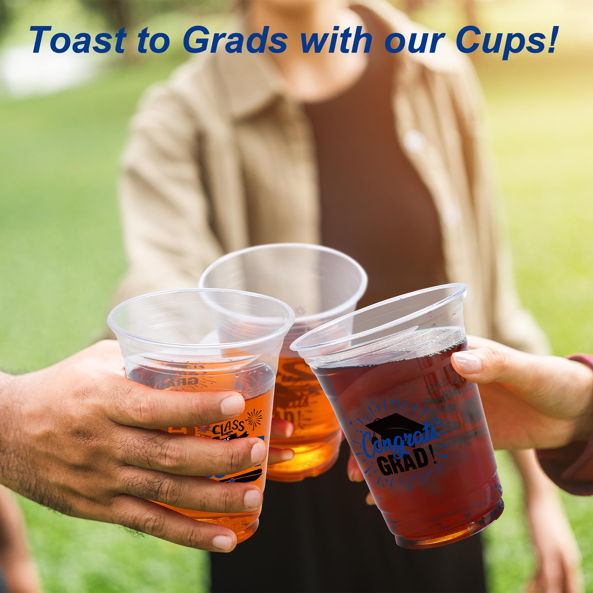 120 Pack 16oz Disposable Graduation Cups - Blue Plastic Drinking Cups for Graduation Party Supplies, Favors & Celebrations - Perfect for Graduation Ceremonies, School Parties & Commencement Events