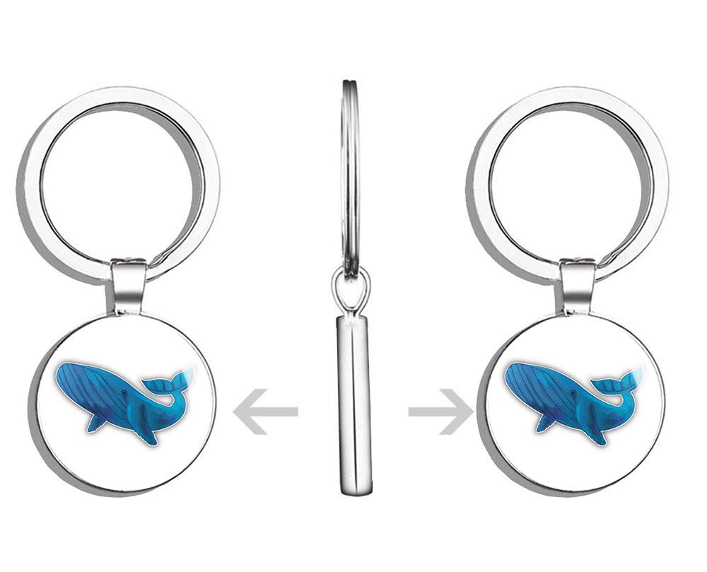 Blue Whale Double Sided Stainless Steel Keychain - Durable Key Ring Holder with Car Key Finder | Perfect for Home, Office & Travel Organization