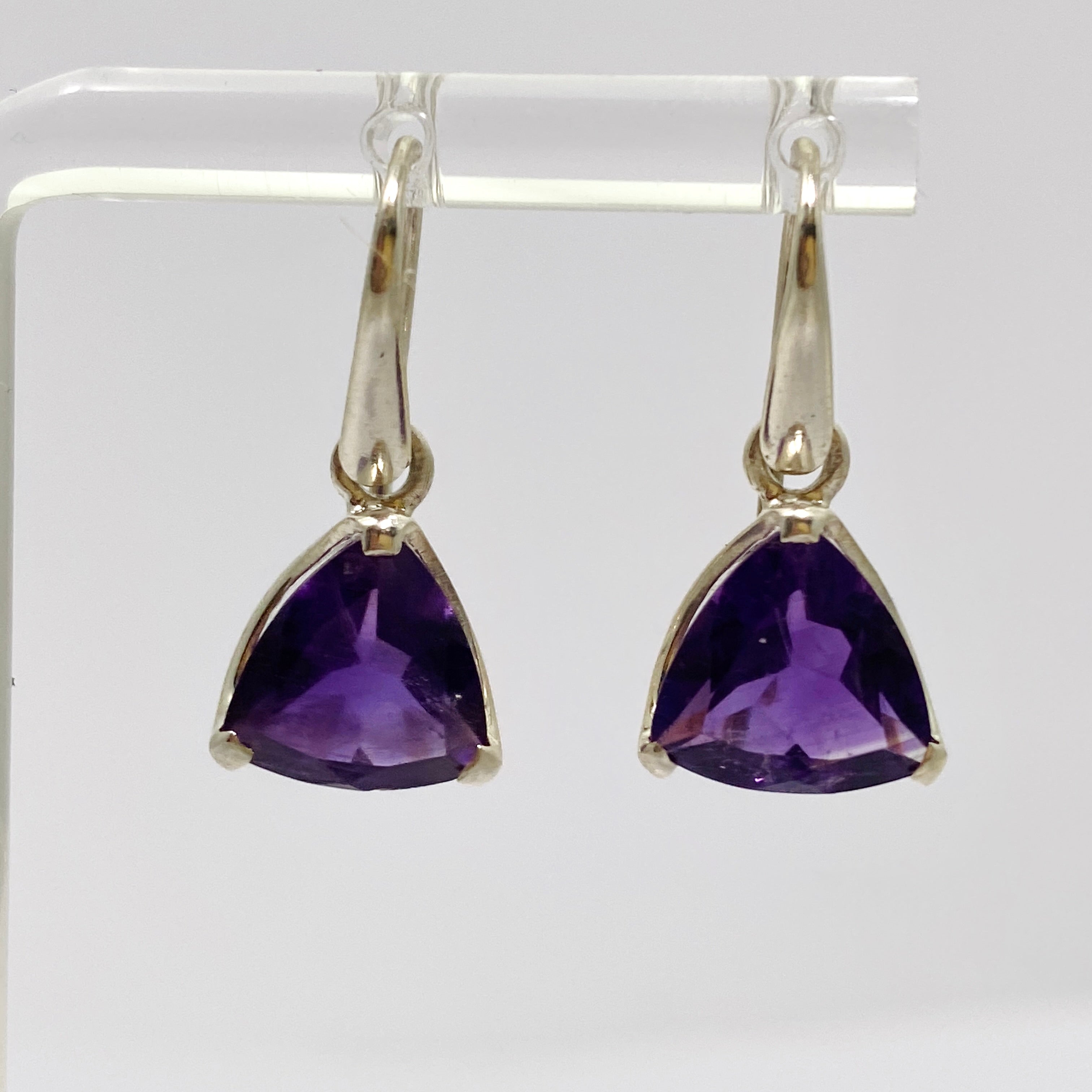 Amethyst Triangular Faceted Earrings for Women - Elegant Purple Gemstone Dangle Earrings - Perfect for Parties, Weddings & Special Occasions