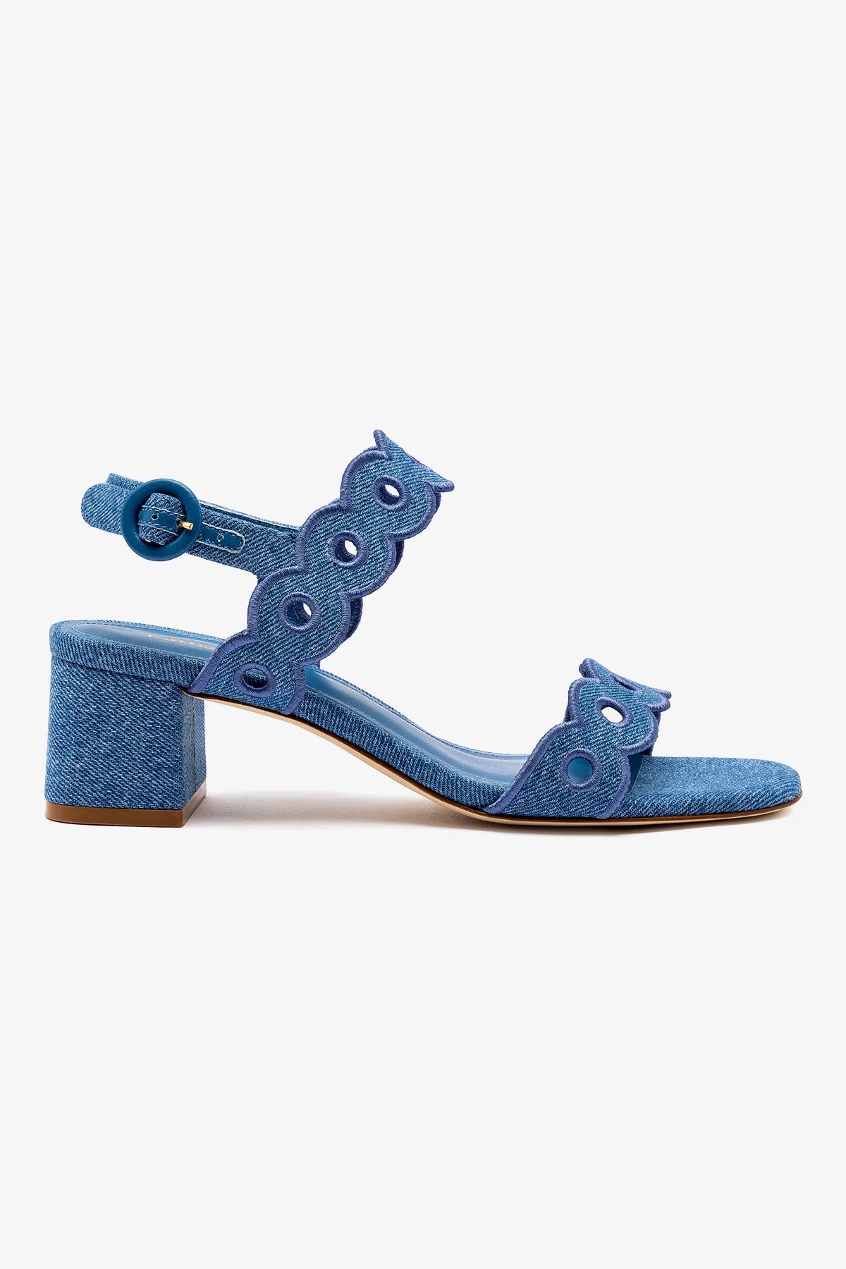 Florence Embroidered Denim Sandals for Women - Comfortable Blue Casual Beach Shoes for Summer Outings, Walking & Travel