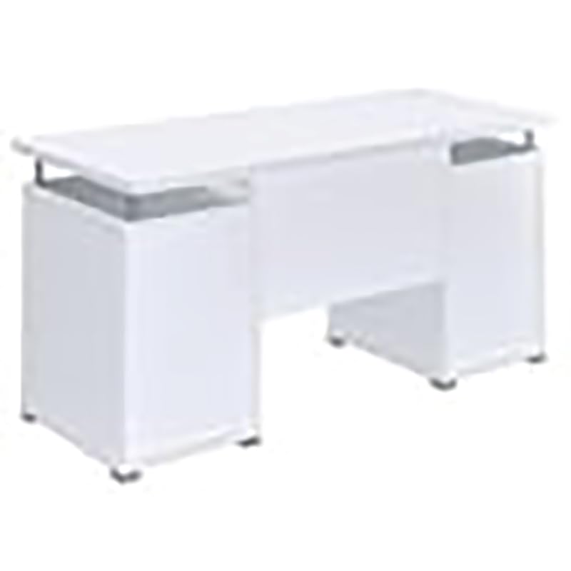 Pemberly Row 2-Drawer Modern White Wooden Computer Desk - Home Office, Study, Workstation & Small Space Solution