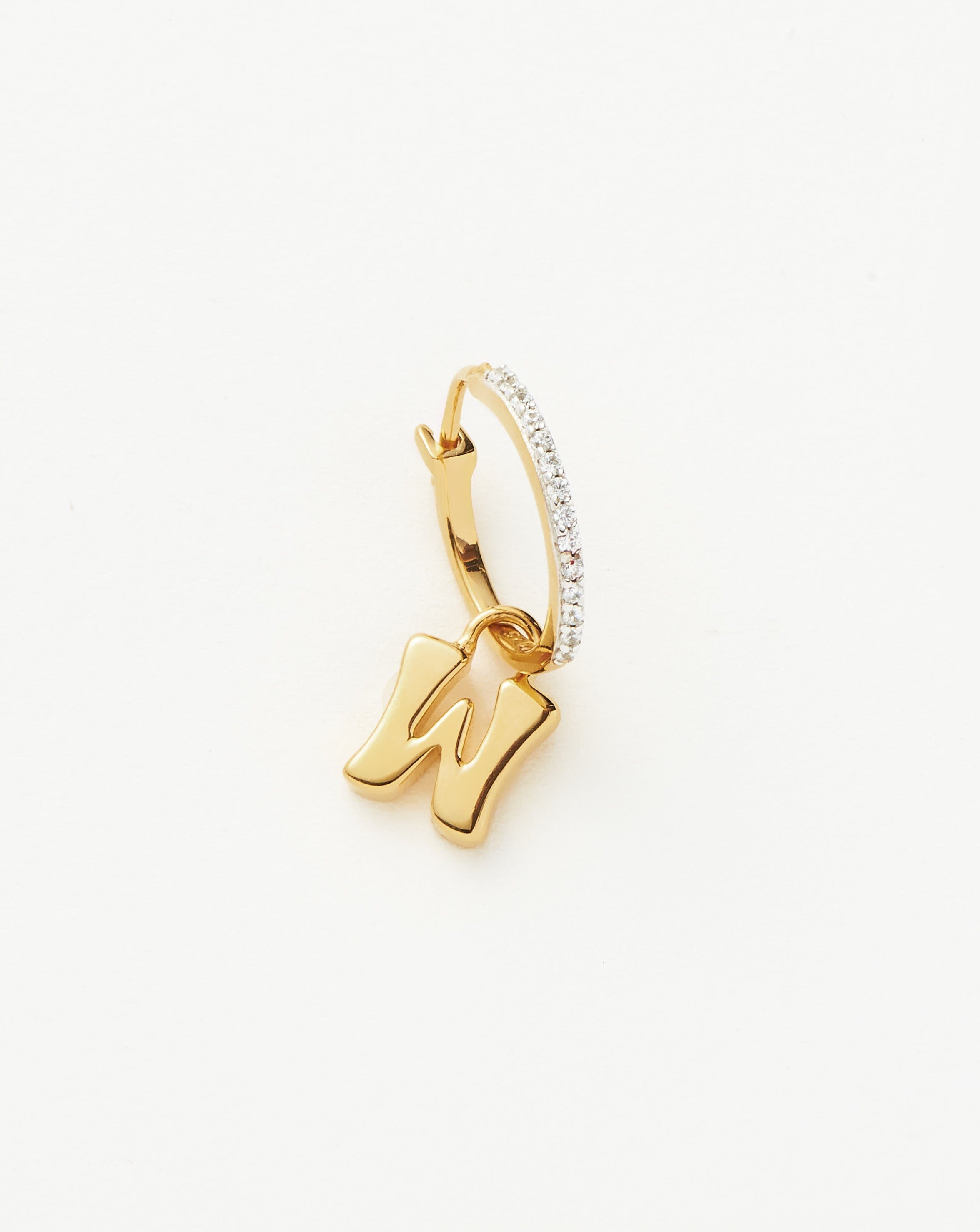Personalized Initial Single Charm Hoop Earrings - 18k Gold Vermeil | Monogram Letter Jewelry for Women | Perfect Gift for Birthday, Anniversary & Everyday Wear