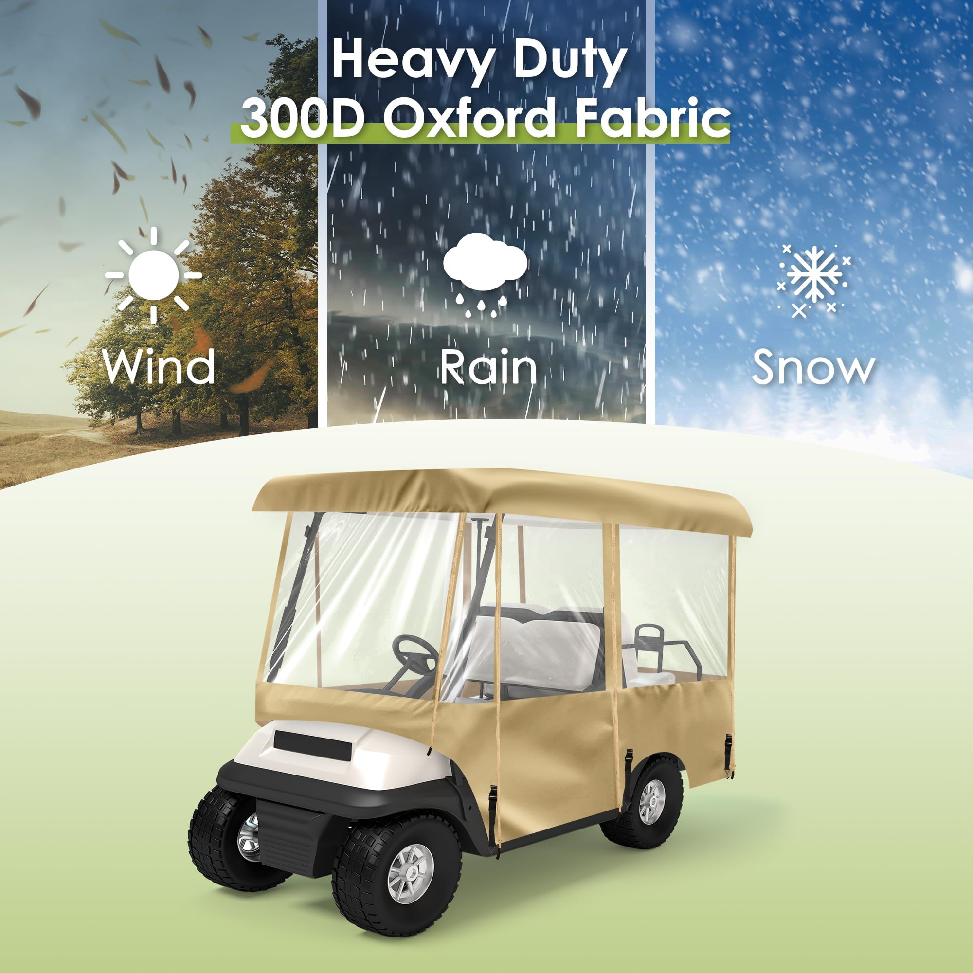 SHANTRA Universal Golf Cart Enclosure Cover for 2/4 Passengers - Waterproof Rain Protection with 4-Sided Clear Windows | Portable Design with Carry Bag | Perfect for Outdoor Golfing, Camping & RV Trips