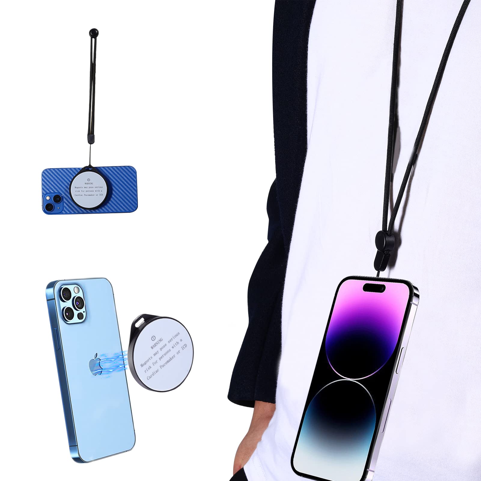 Magnetic Phone Holder for iPhone 12/13/14 Series - Dual Adjustable Mount with MagSafe Compatibility for Cases & Accessories | Perfect for Car, Desk & Home Use