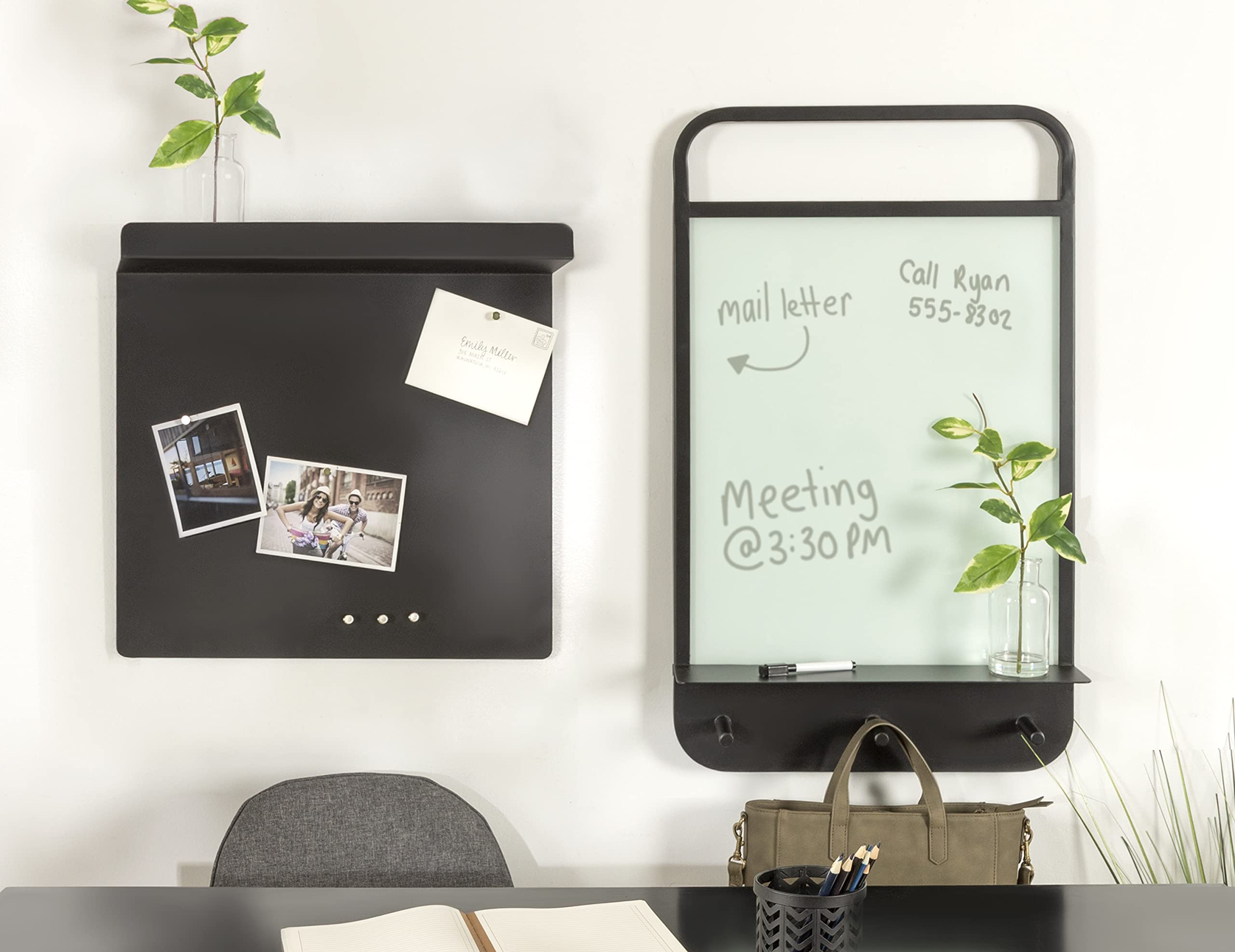 Kate and Laurel Decatur Modern Dry Erase Wall Organizer with Hooks - 18