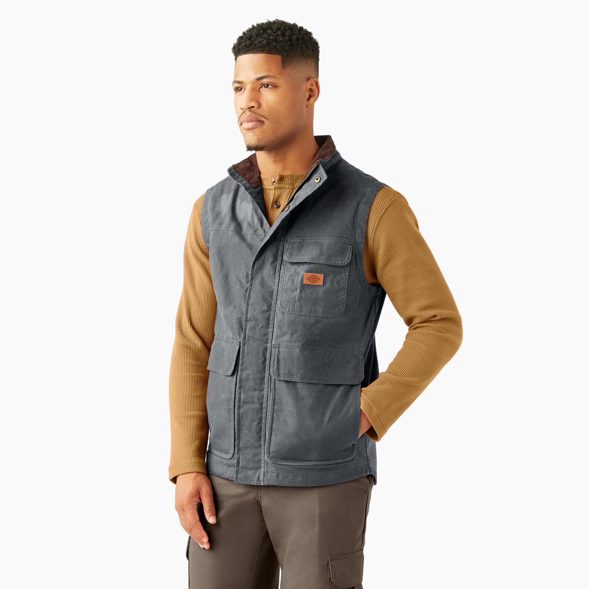 Dickies Men's Waxed Work Vest - Durable Water-Resistant Utility Vest for Outdoor Work, Hiking & Casual Wear