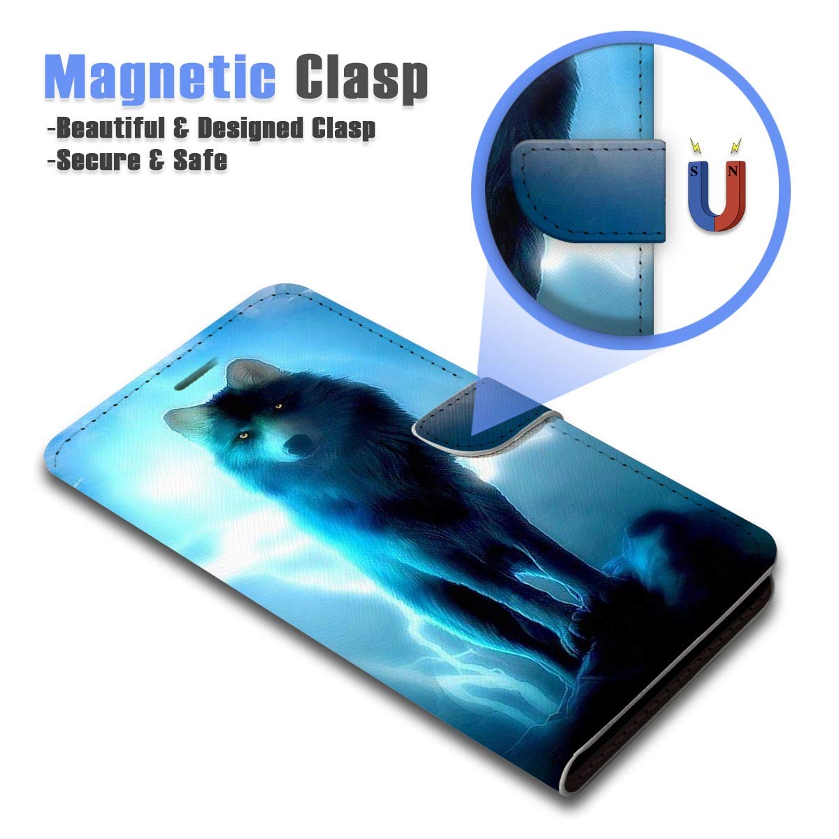 Premium Flip Wallet Phone Case for iPhone 8/7/SE 2 (2020) - A21379 Night Wolf | Slim Protective Cover with Card Slots | Perfect for Daily Use, Travel & Business Meetings