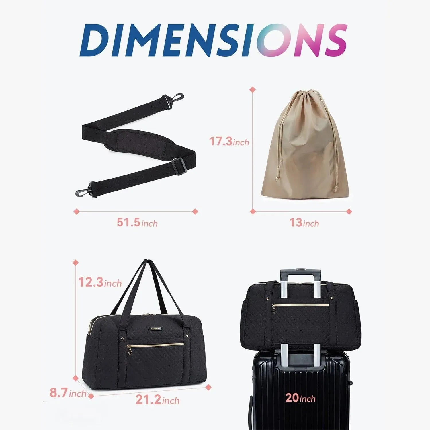 Large Weekender Overnight Bag with Shoe Compartment - Perfect Carry-On Luggage for Travel, Gym & Weekend Getaways