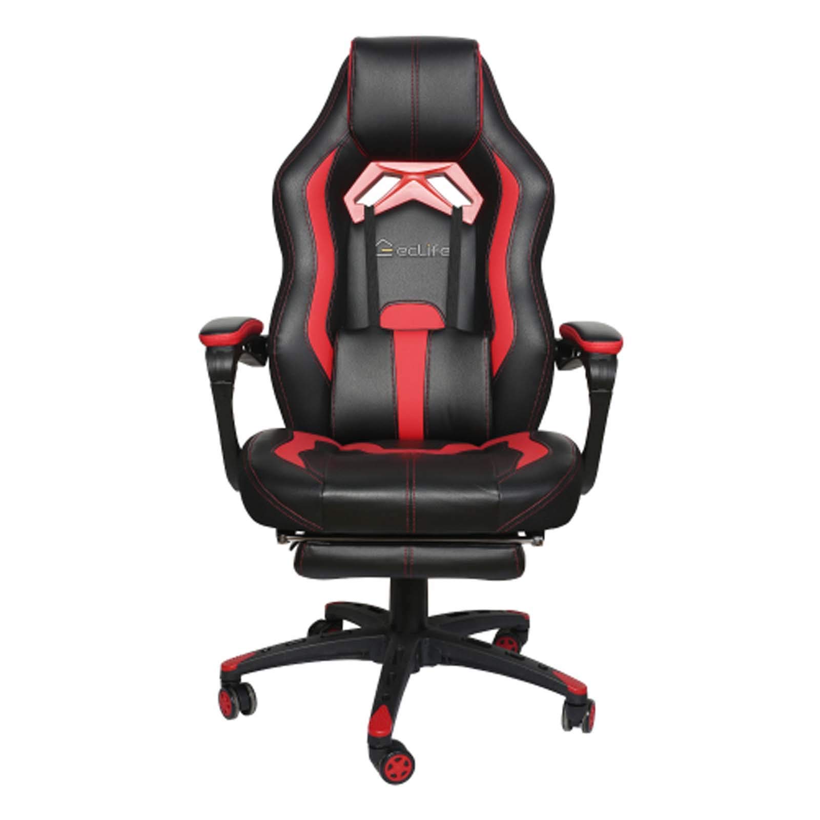 Ergonomic High Back Gaming Chair with Footrest - Adjustable Swivel Office Computer Chair for Racing & Massage (Red) - Perfect for Gaming, Work & Home Office Comfort