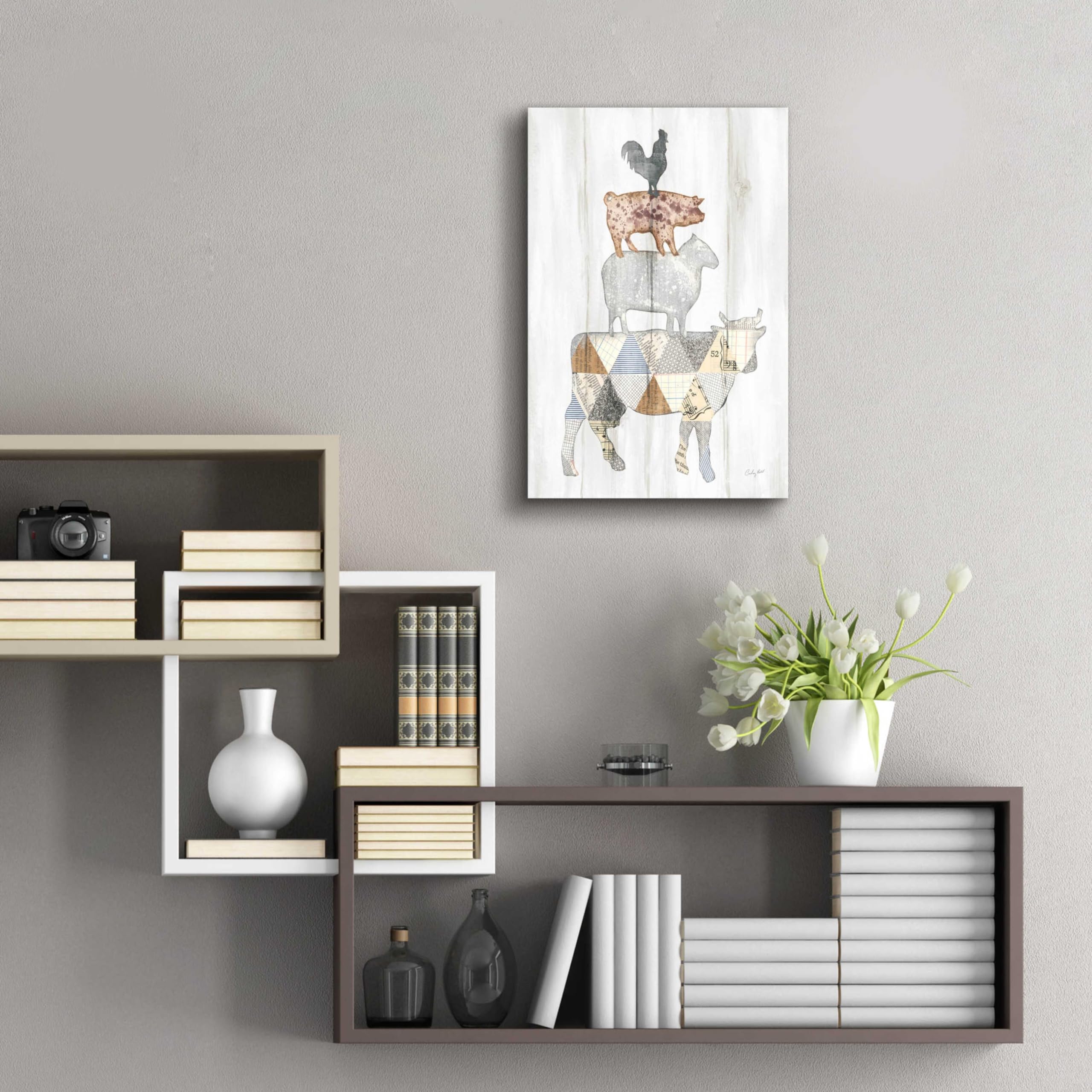 Farm Family I by Courtney Prahl - 16x24 Inch Acrylic Glass Wall Art Painting, Modern Home Decor for Living Room, Bedroom & Office