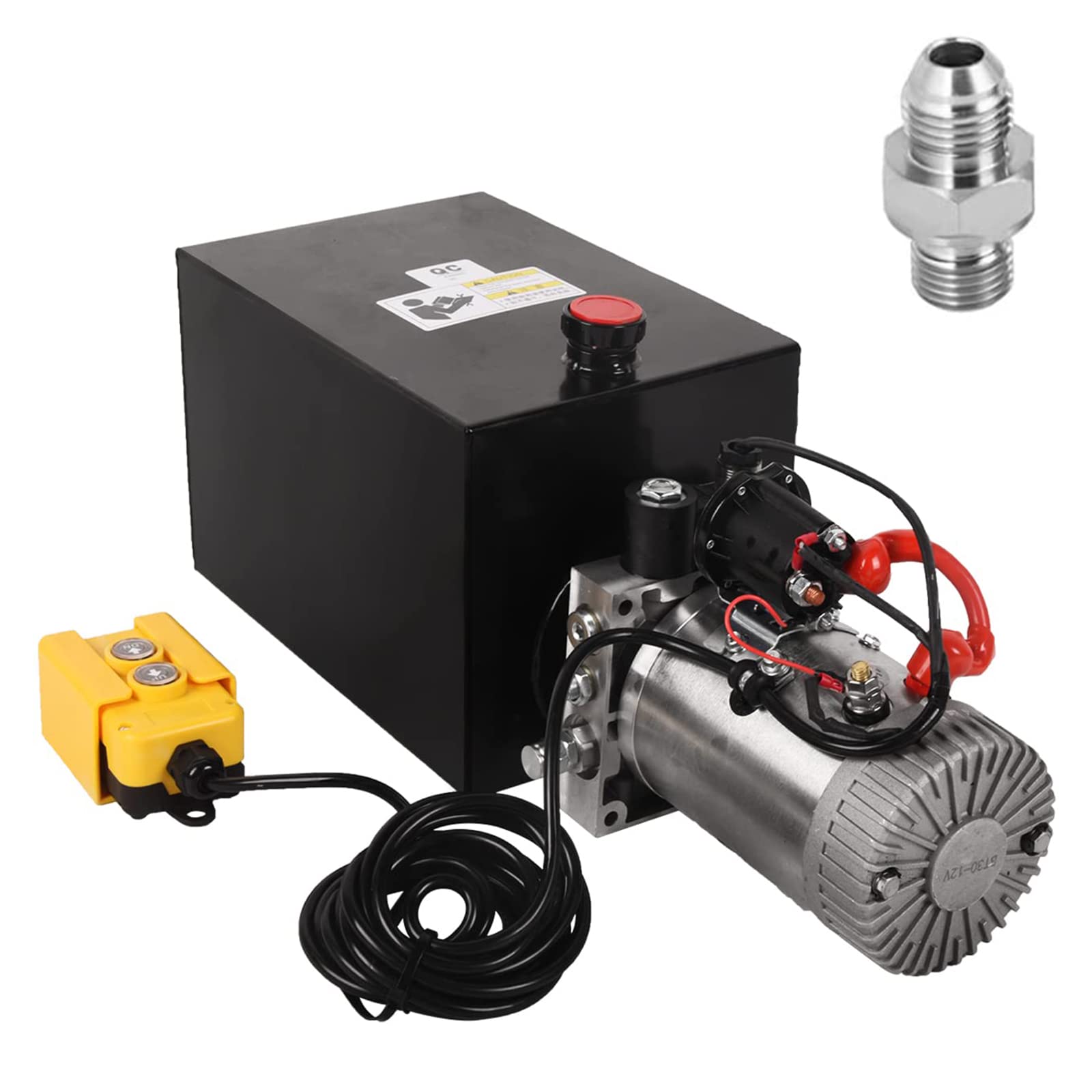 12V DC 13 Quart Hydraulic Power Unit - Single Acting Metal Reservoir Dump Trailer Pump with Wireless Remote Control for Car Lifting & Dump Trailers | Heavy Duty Hydraulic System for Towing, Construction & Farm Equipment