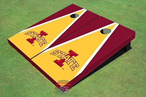Iowa State University Cyclones Cornhole Boards Set - Red & Yellow Matching Triangle Design for Tailgating, Backyard Games, and Outdoor Parties