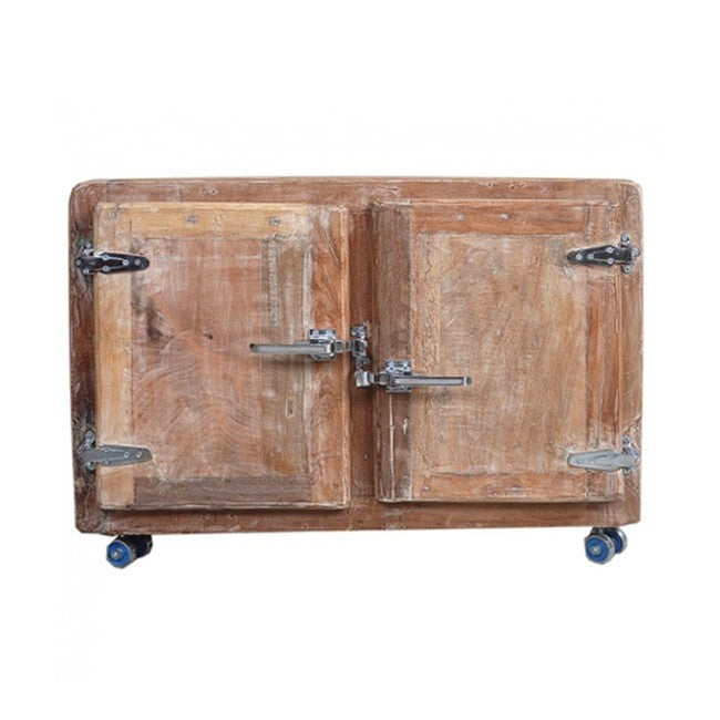 Solid Wood Coffee Table with Wheels - Whitewashed Blanket Storage Trunk Cabinet for Living Room, Bedroom & Home Decor