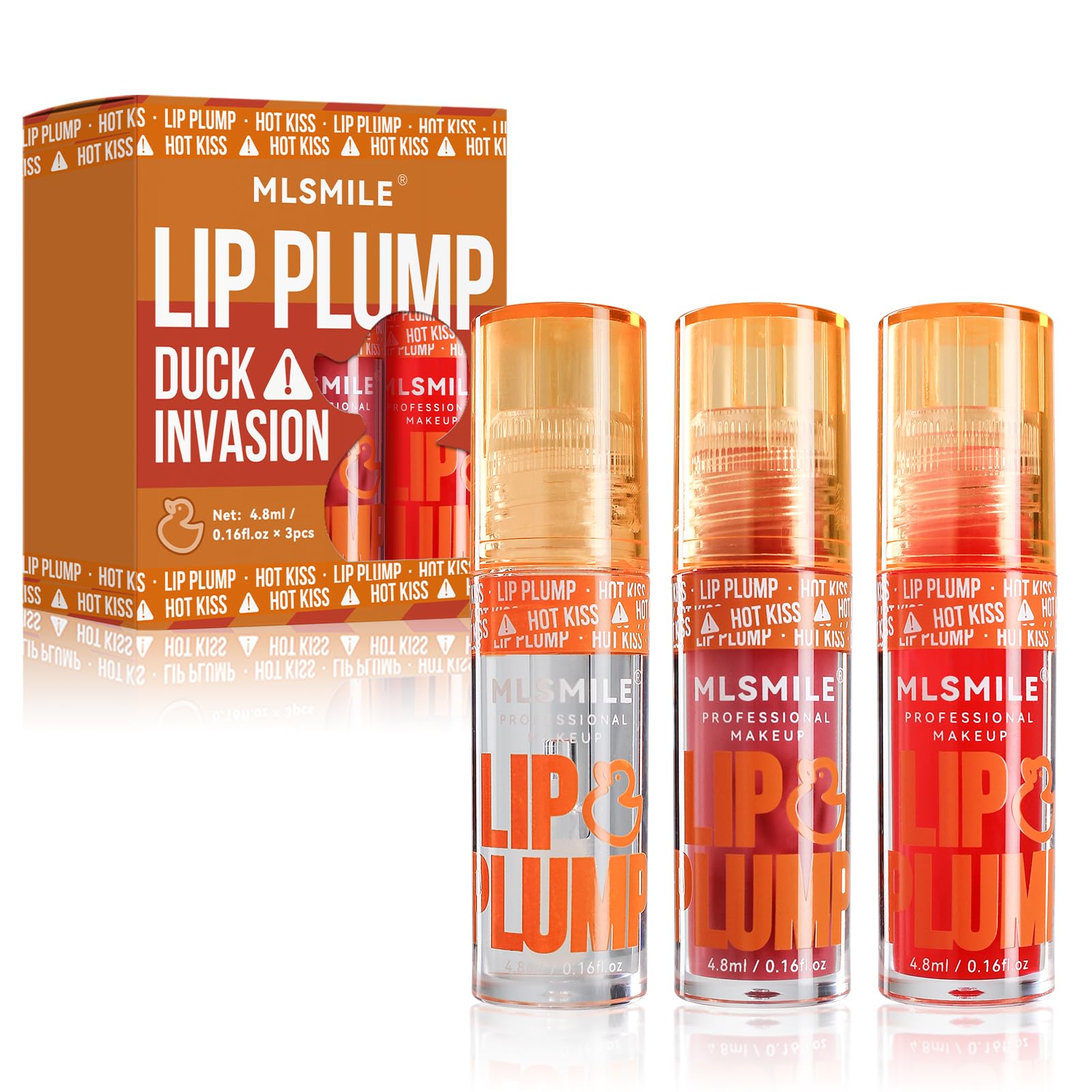 3 Colors Duck Lip Plumper Gloss - High Pigment Plumping Lip Gloss with Hydrating Lip Glow Oil | Vegan Lip Makeup & Lip Care Set for Women | Perfect for Daily Moisture, Night Care & Makeup Looks (Set A)