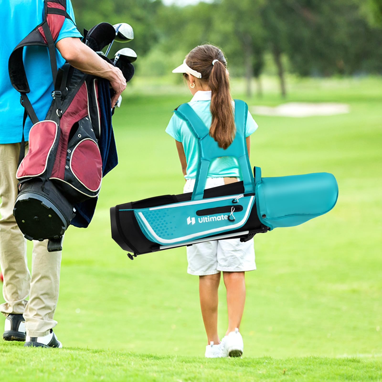 **Goplus Junior Complete Golf Club Set for Kids Ages 5-13 - Right Hand Golf Clubs with Stand Bag & Rain Hood - Perfect for Boys & Girls Learning Golf - Ideal for Practice, Training & Junior Tournaments**