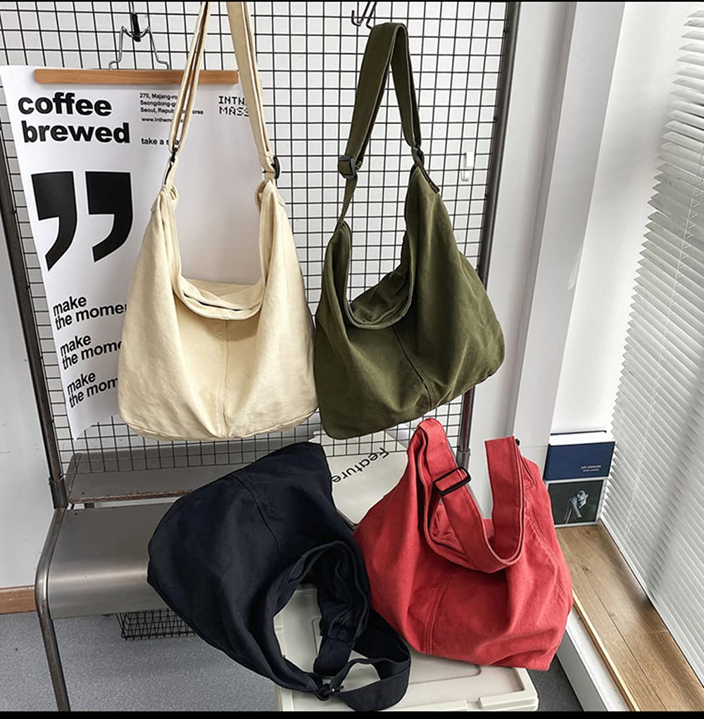 Stylish Large Canvas Crossbody Handbag for Women - Casual Shoulder Bag & Hobo Tote Purse (Black) | Perfect for Work, Travel & Everyday Use