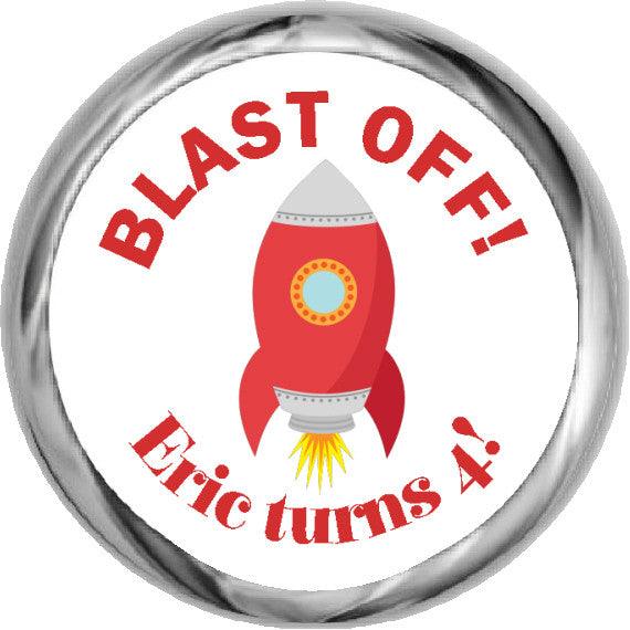 Red Rocket Sticker - Fun KISSES Candy Themed Birthday Decoration for Parties, Gifts & Scrapbooking