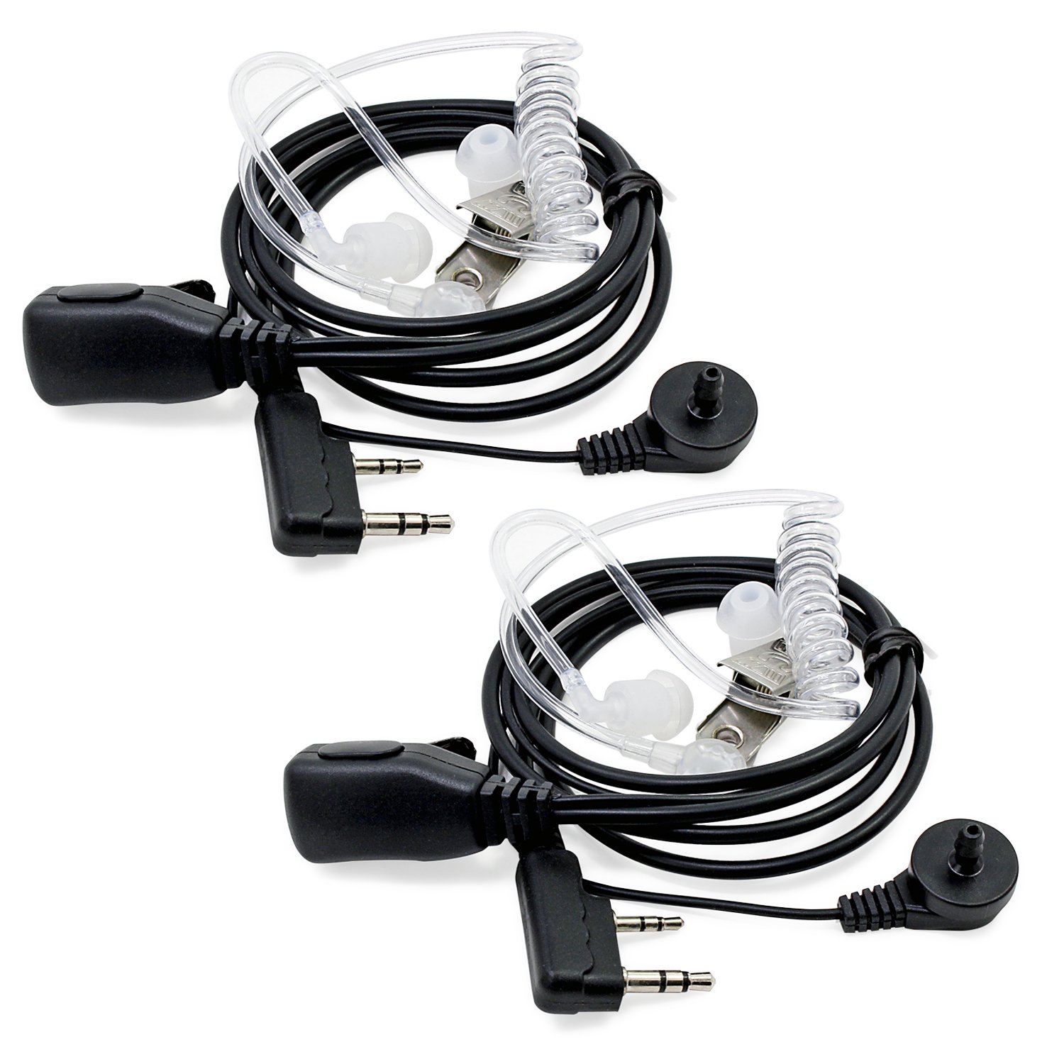abcGoodefg 2-Pack Two Way Radio Earpiece Headset with PTT Mic - 2 Pin Covert Acoustic Tube Walkie Headset Compatible with Kenwood, Puxing, Wouxun, Baofeng Walkie Talkie, UV5R, 888S, Retevis - Ideal for Security, Construction, and Outdoor Adventures