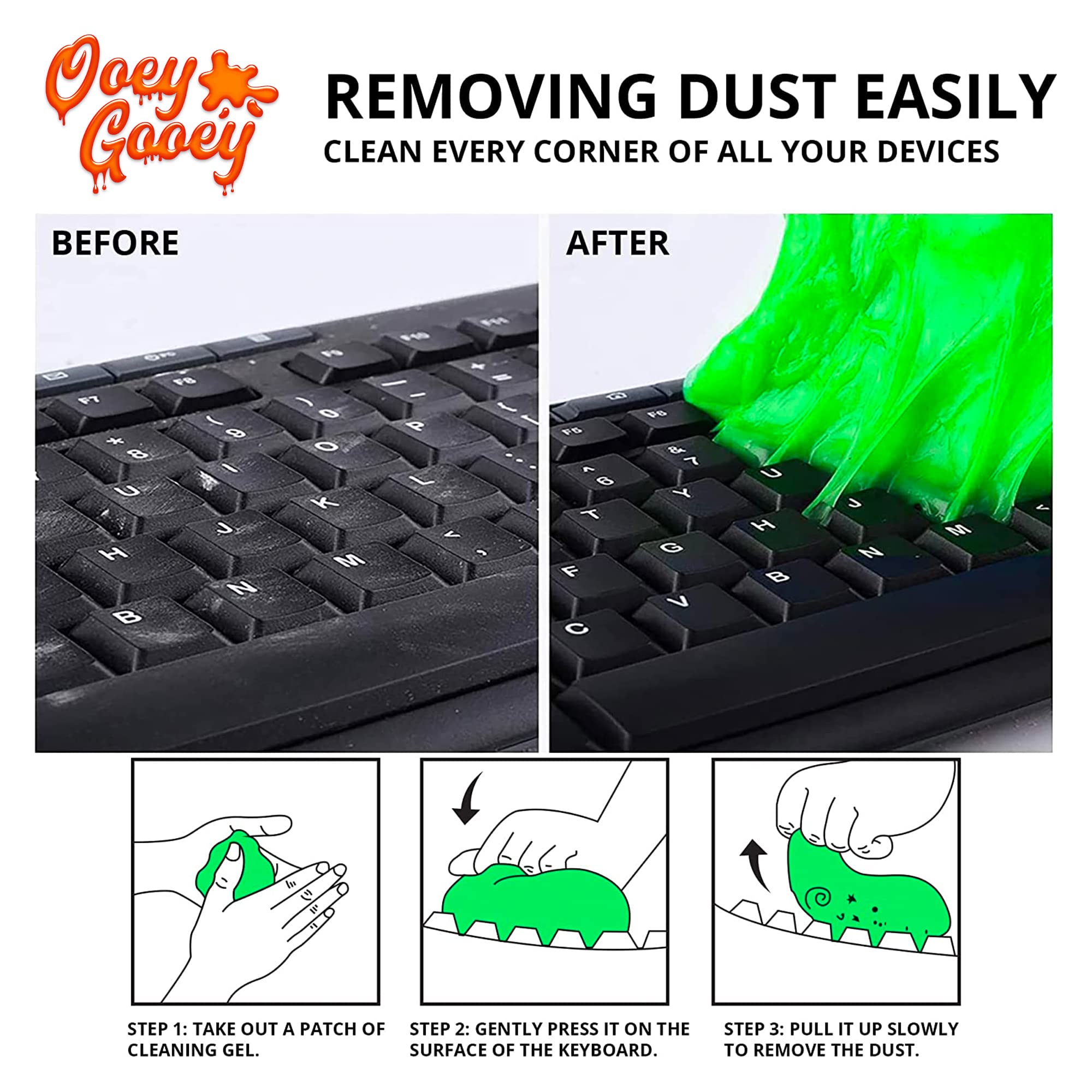 CarX Ooey Gooey Cleaning Gel for Car Interior - 5.6oz Auto Detailing Putty for Keyboards, Vents & Hard-to-Reach Areas (Orange) | Ideal for Cars, Computers & Electronics Cleaning