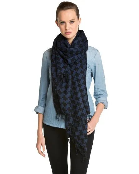Houndstooth Print Scarf for Women - Soft Winter Fashion Accessory - Perfect for Office, Travel and Cold Weather Outfits