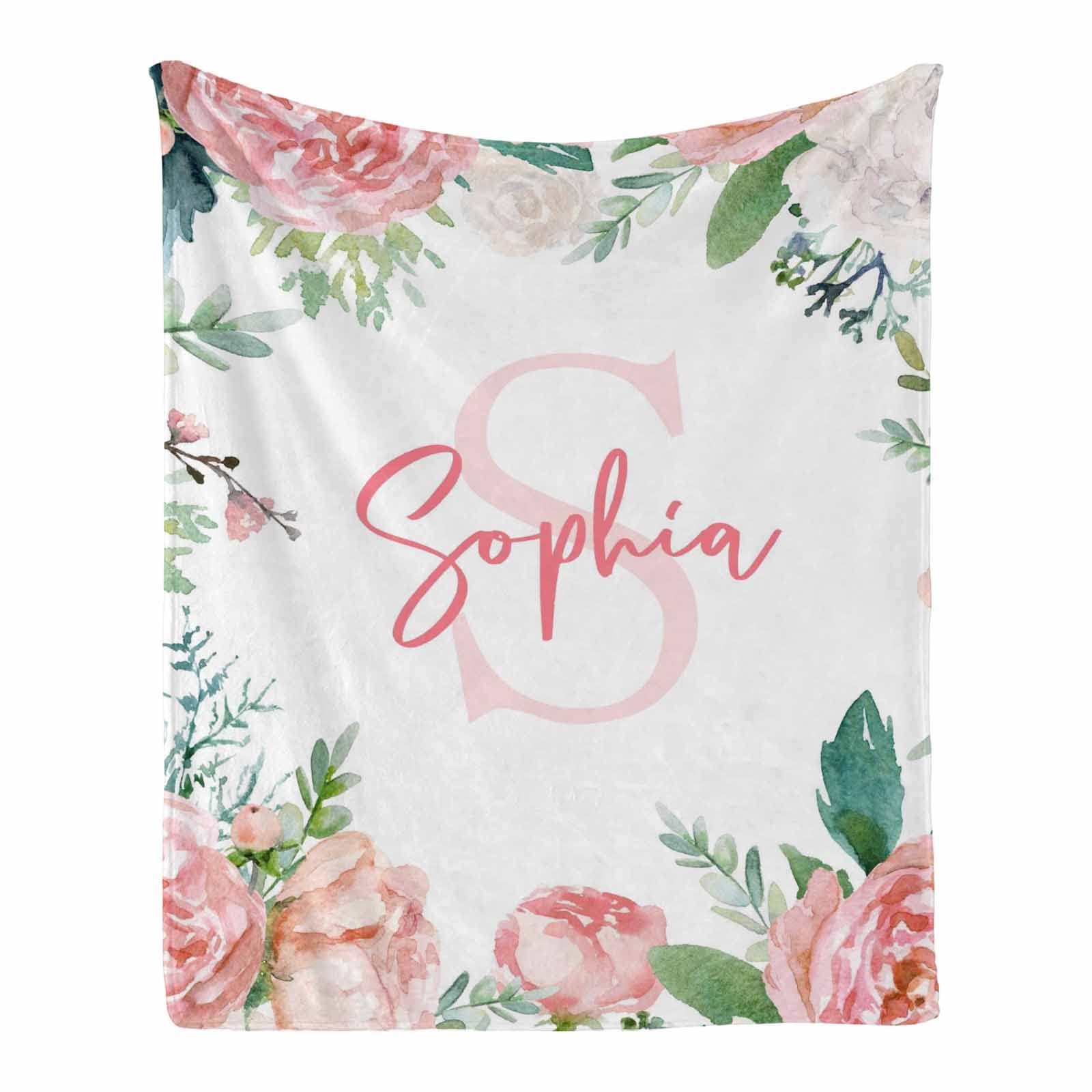 Custom Personalized Baby Blanket with Name - Floral Design for Girls | 60x80 Inches Soft Baby Blanket | Unique Baby Shower Gift & Nursery Essentials for Newborns