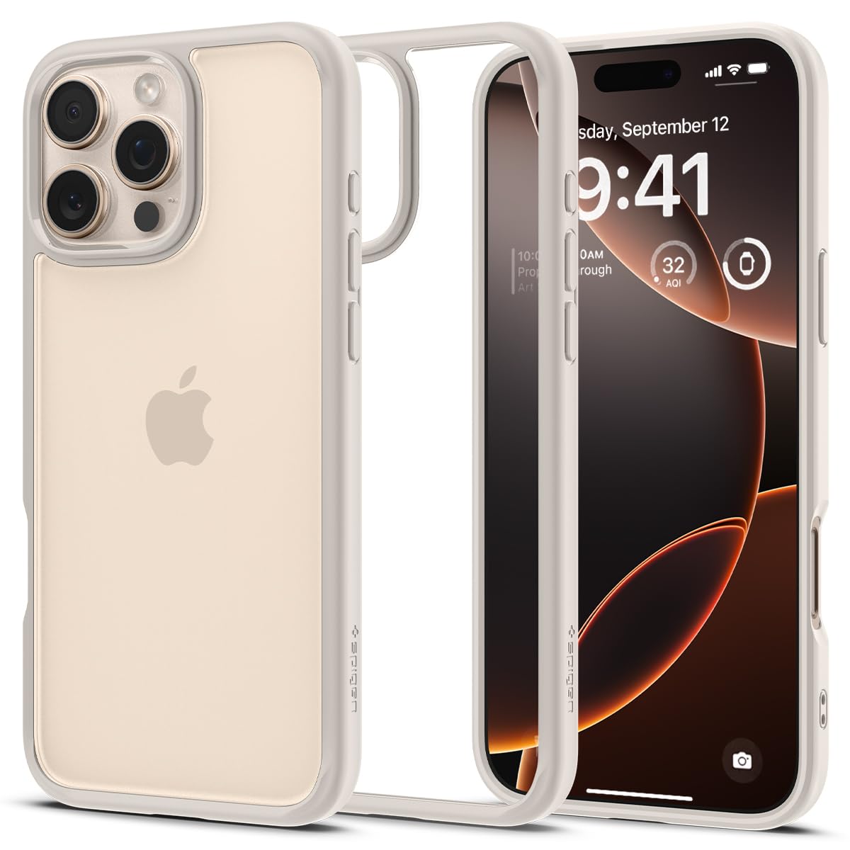 Spigen Ultra Hybrid Case for iPhone 16 Pro Max - Shockproof Clear Protective Cover with Military-Grade Protection | Compatible with Apple iPhone 16 Pro Max (2024) in Natural Titanium | Perfect for Daily Use, Travel & Outdoor Activities
