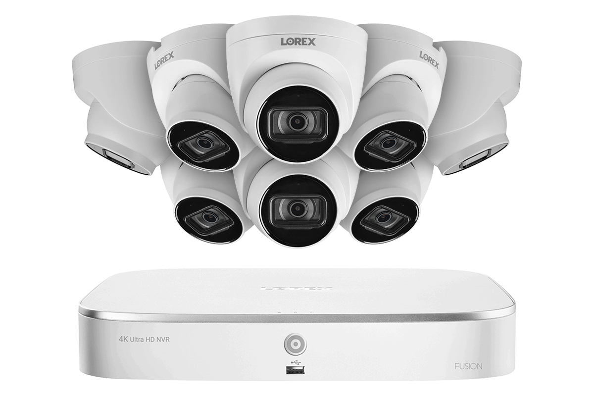 8 Channel Fusion NVR Security System with 4K (8MP) IP Dome Cameras & Two-Way Audio - Ideal for Home Surveillance, Business Monitoring & 24/7 Property Protection