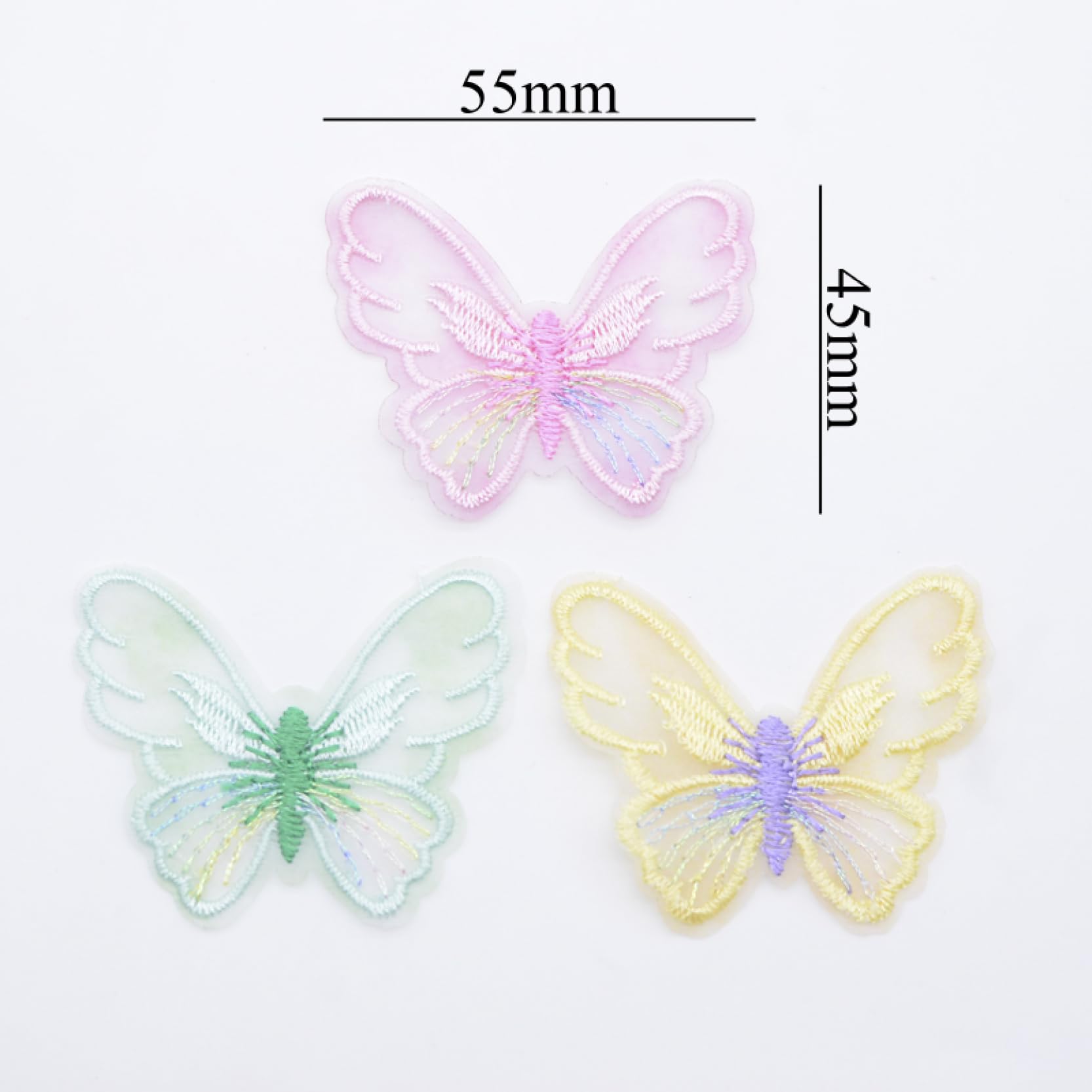 10 Pcs Embroidered Butterfly Appliques - Elegant Mesh Sew-on Patches for DIY Hair Clips, Hats, Bags & Clothing - Perfect for Crafting, Costumes & Fashion Accessories