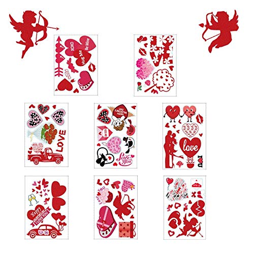 Valentine's Day Heart Window Clings - Removable Vinyl Stickers for Home & Office Decor - Perfect for Valentine's Party, Wedding, Anniversary Celebrations - Decorate Windows, Glass Doors & Mirrors