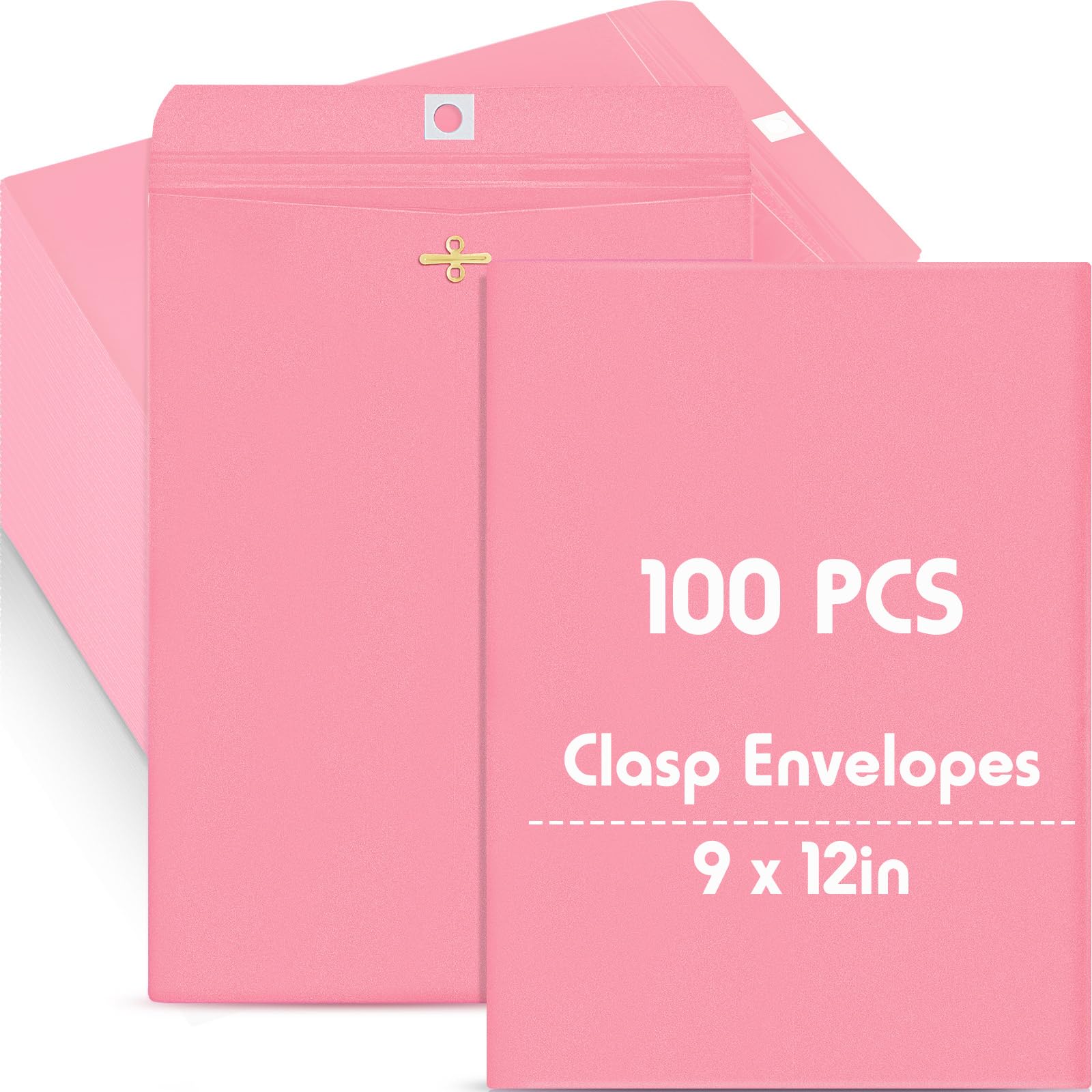 Geyee 100 Pcs 9x12 Inch Manila Clasp Envelopes - Self-Sealing Mailing Envelopes with Secure Metal Clasp for Documents, Letters & Business Correspondence - Perfect for Office, School, Home & Shipping (Cherry Red)
