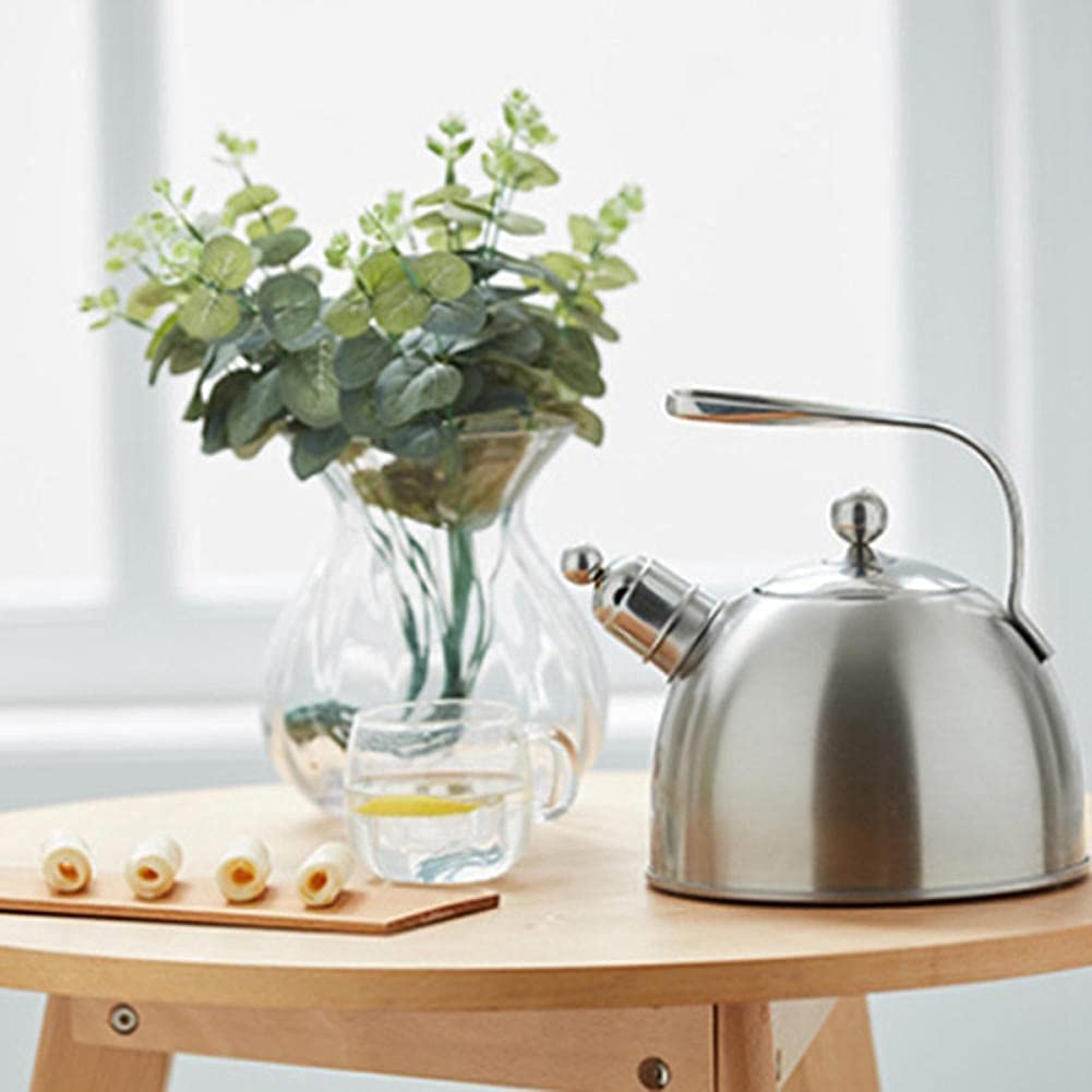 Premium Stainless Steel Whistling Tea Kettle - 2.3L Heavy Duty Stovetop Kettle for Gas & Induction Cooktops - Silver Whistle Teapot for Perfect Tea Brewing | Ideal for Home Kitchen, Camping & Office Use