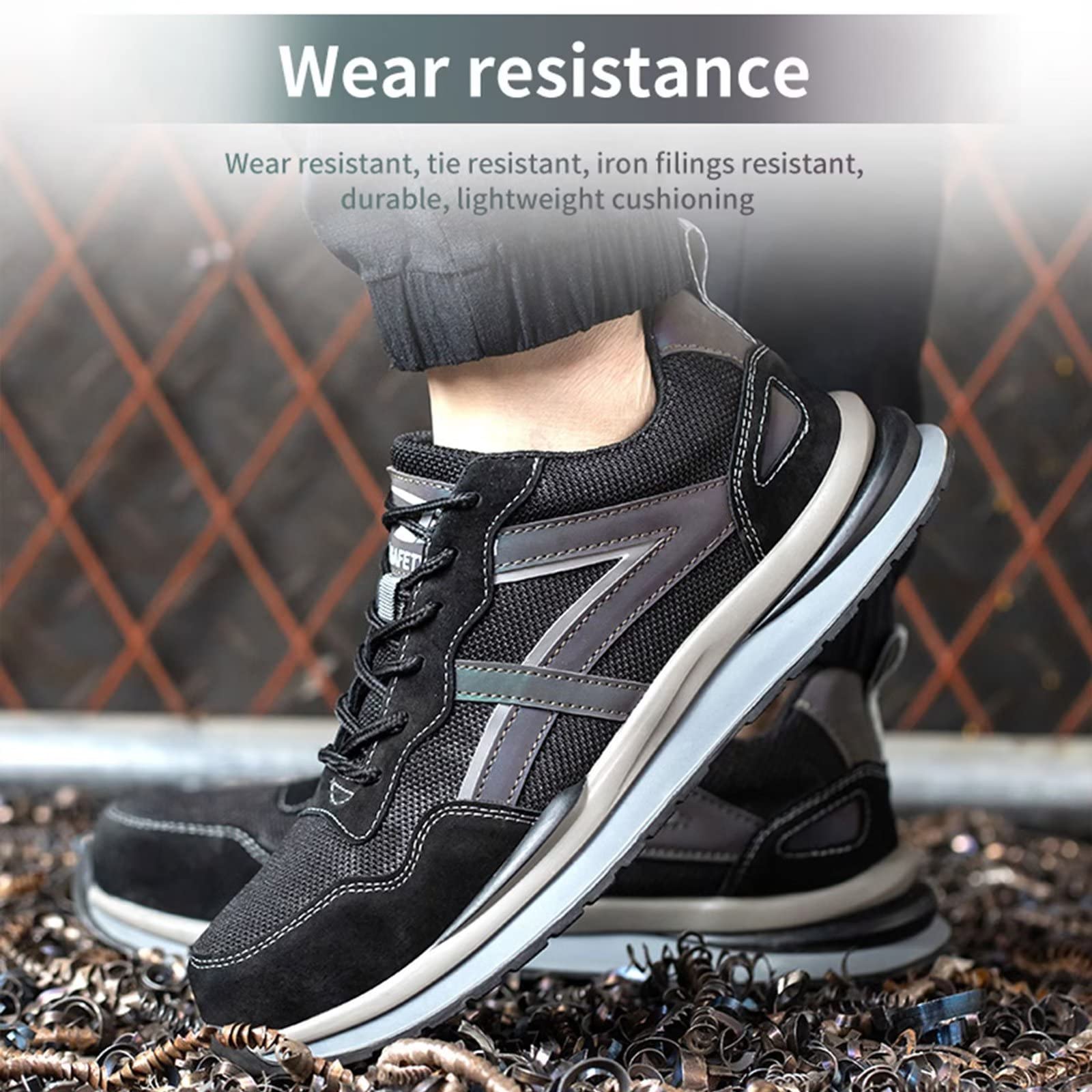 Men's Steel Toe Work Shoes - Lightweight Safety Sneakers for Construction & Industrial Work