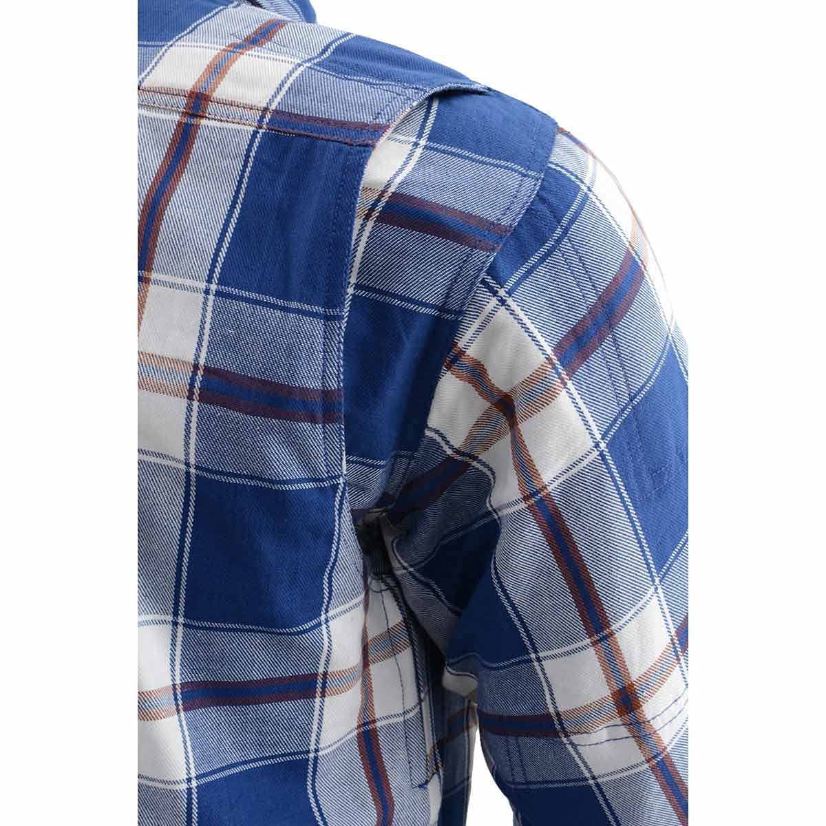 Milwaukee Leather MPM1645 Men's CE Armored Biker Shirt - Aramid Fiber Reinforced Plaid Flannel Motorcycle Jacket - X-Large Blue - Perfect for Riding & Outdoor Adventures