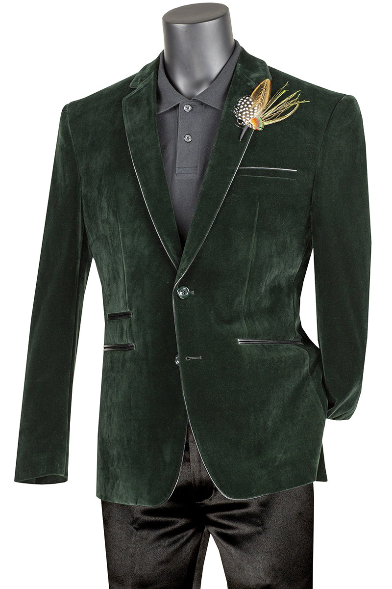 Emerald Green Velvet Slim Fit Blazer for Men - Elegant Formal Jacket for Weddings, Parties & Business Events