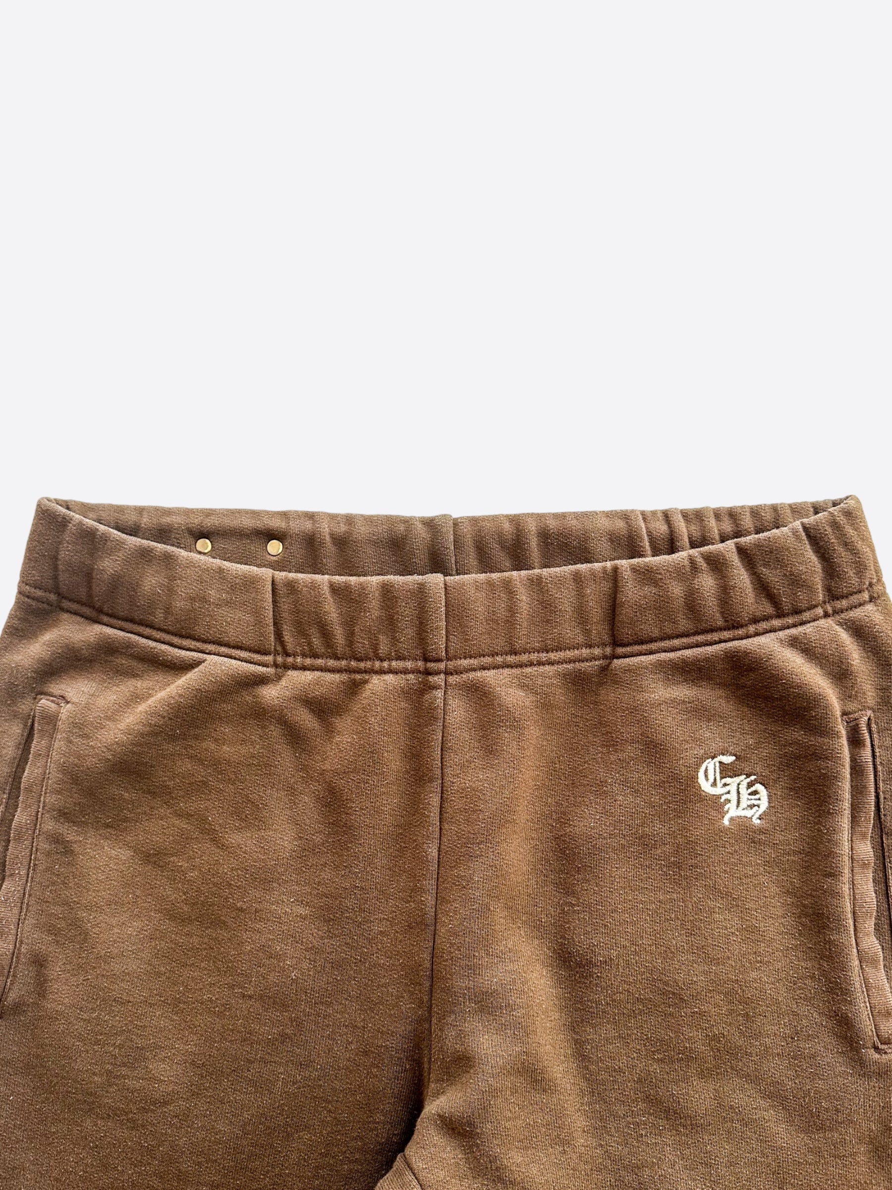 Chrome Hearts Brown & White Slo Ride Embroidered Sweatpants for Men - Luxury Streetwear Sweatpants with Unique Design - Perfect for Casual Wear, Gym, and Lounge