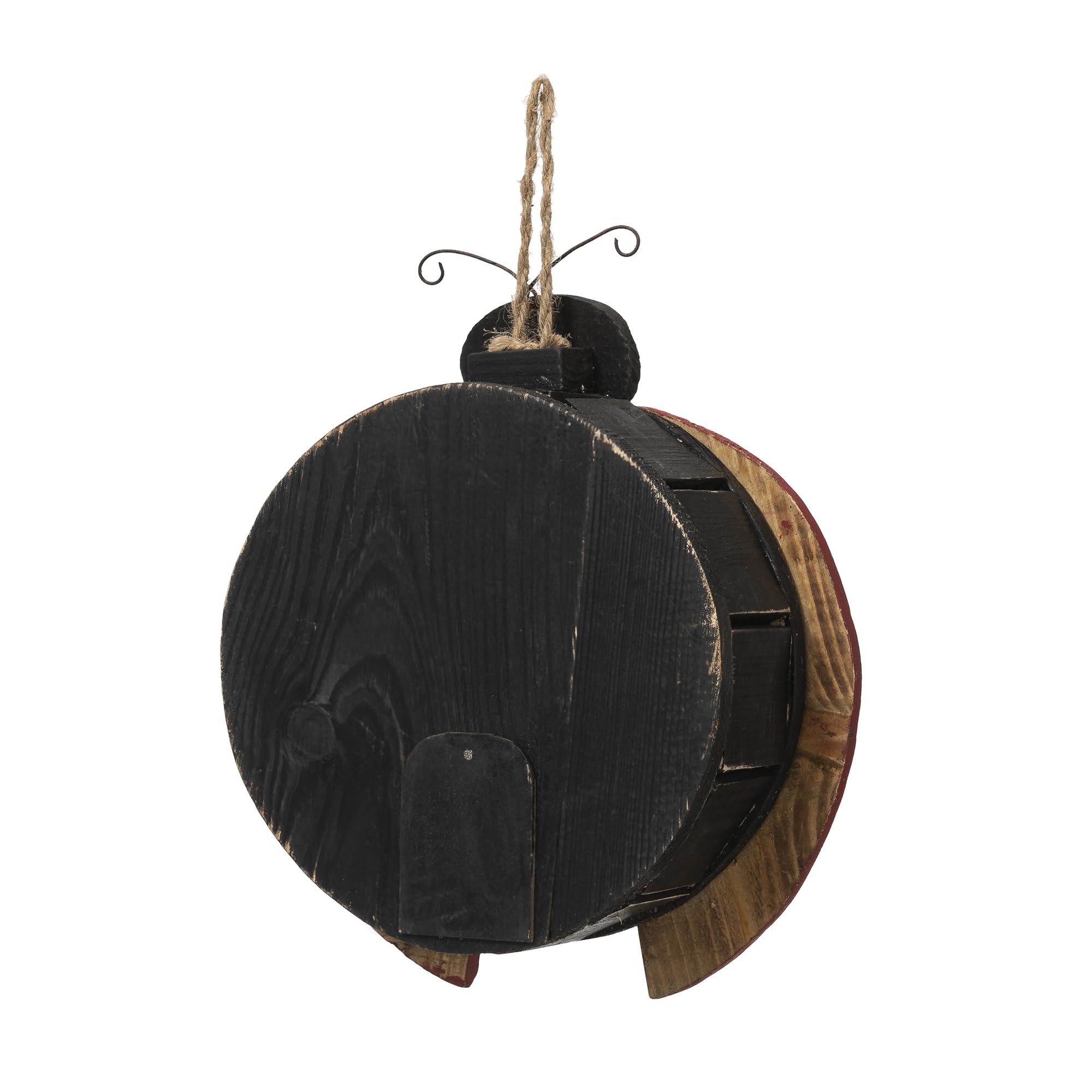 Glitzhome 11.5 Inch Distressed Solid Wood Ladybug Birdhouse - Handcrafted Outdoor Garden Decor for Birds - Perfect for Backyards, Patios & Nature Lovers