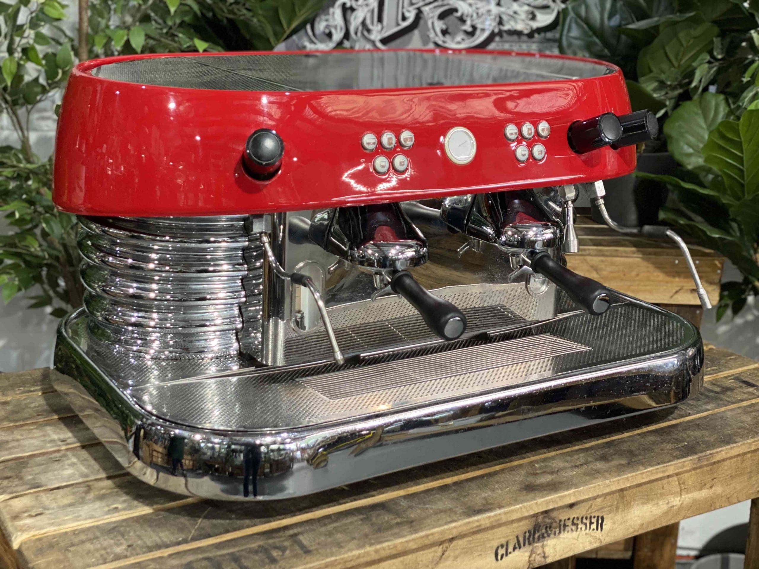 Brasilia Excelsior 2 Group Commercial Espresso Machine - Professional Red Coffee Maker for Cafes, Restaurants & Coffee Shops - Perfect for High Volume Brewing & Barista Use