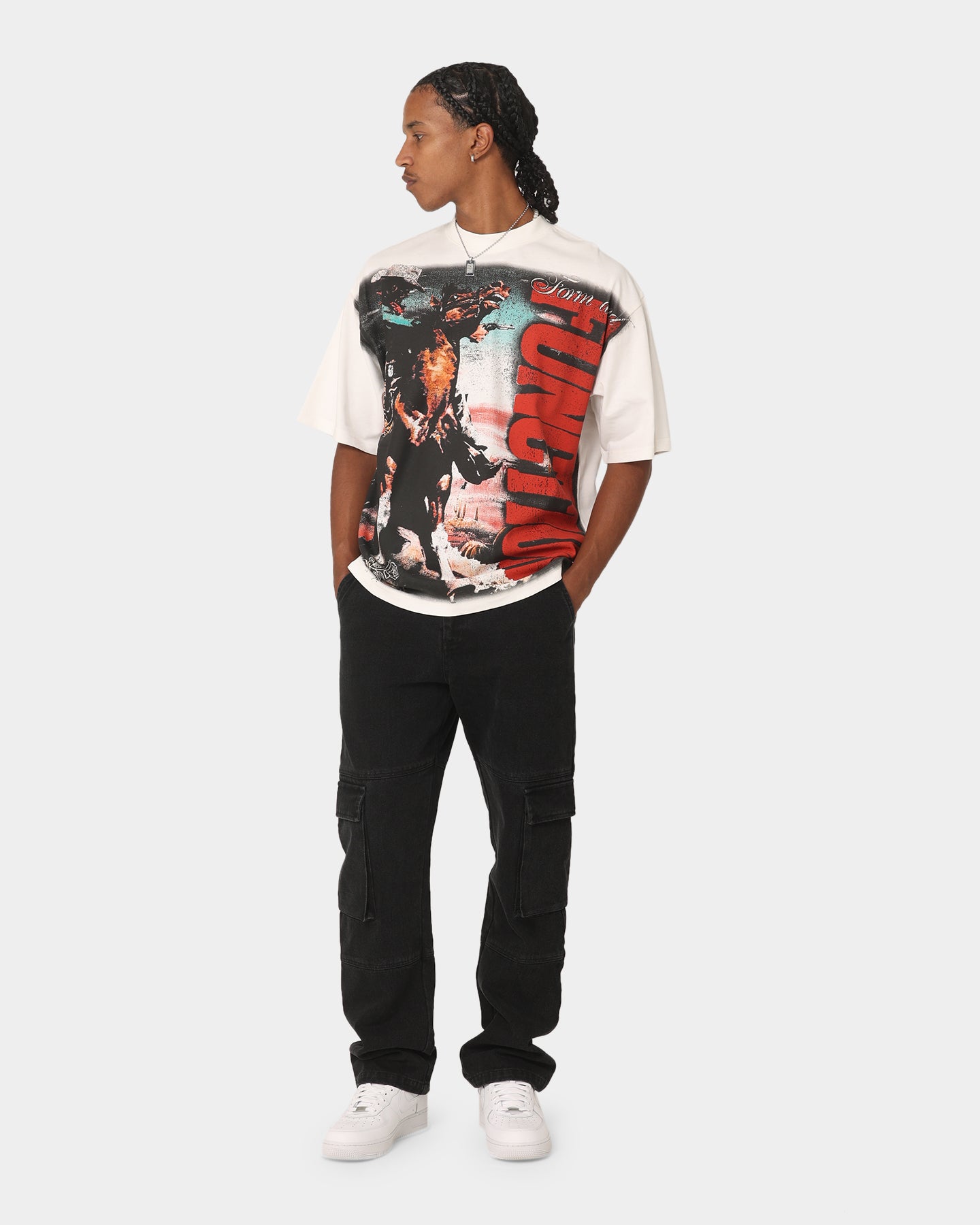 404 Wild West Vintage T-Shirt - Distressed Off-White Retro Cowboy Graphic Tee for Men | Western Style, Biker Outfits & Music Festival Fashion