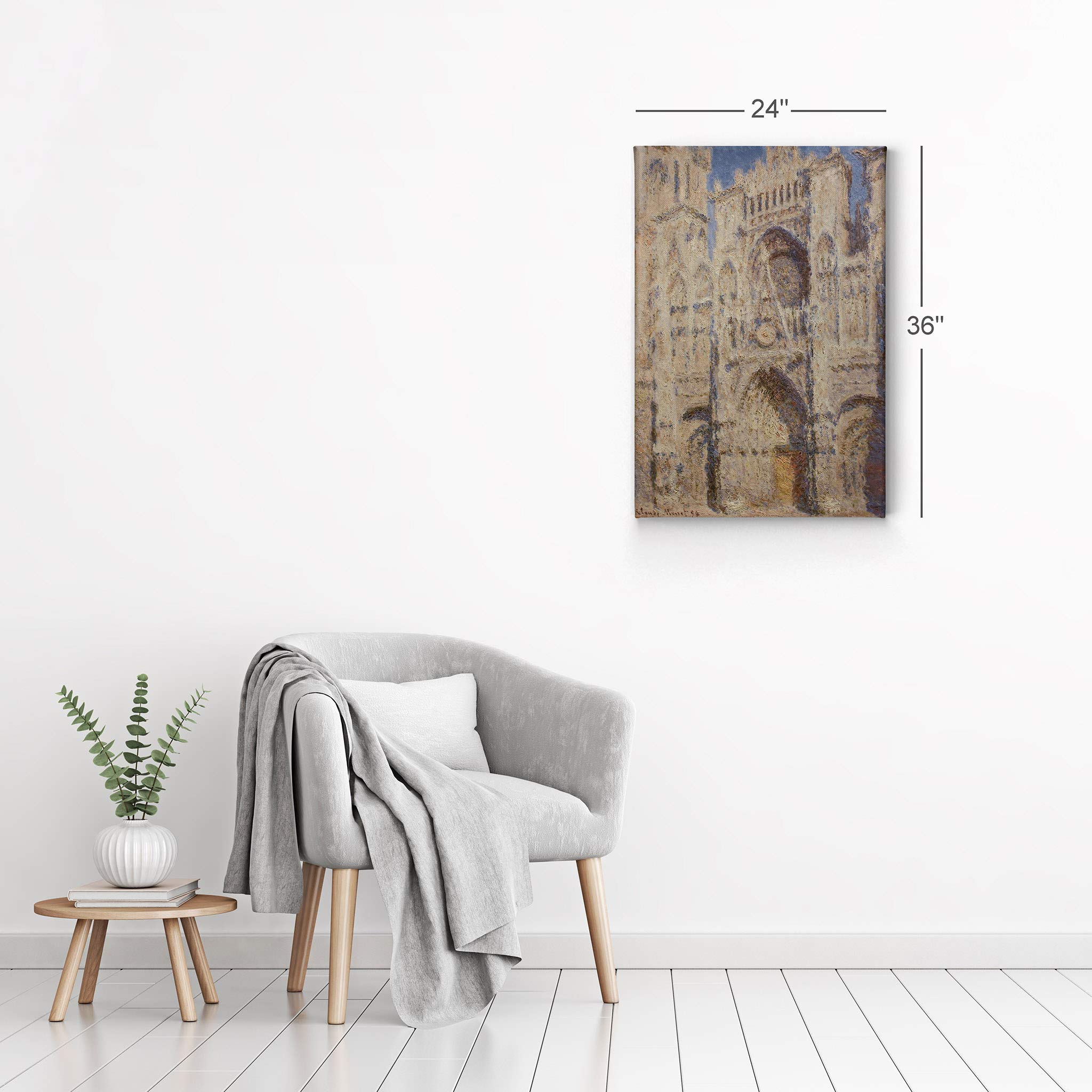 Claude Monet Rouen Cathedral West Facade Sunlight Canvas Wall Art Print - Famous Oil Painting Reproduction, Modern Home Decor (40x30 Inches, Ready to Hang) - Perfect for Living Room, Bedroom & Office Decor | Made in USA