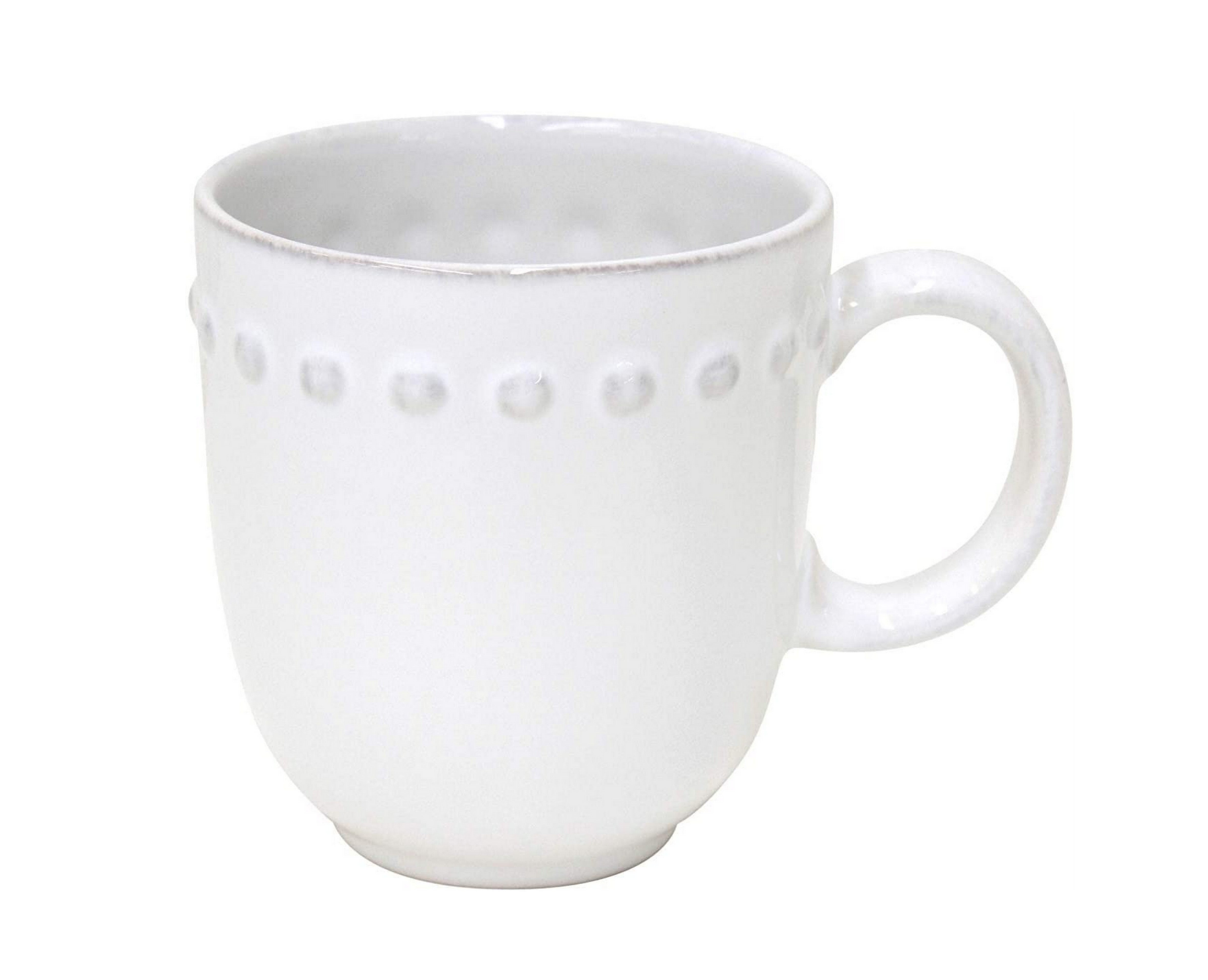 Premium COSTA NOVA Pearl Collection 12.5 oz Ceramic Mug - Elegant White Stoneware Coffee Cup for Home, Office & Gift Giving
