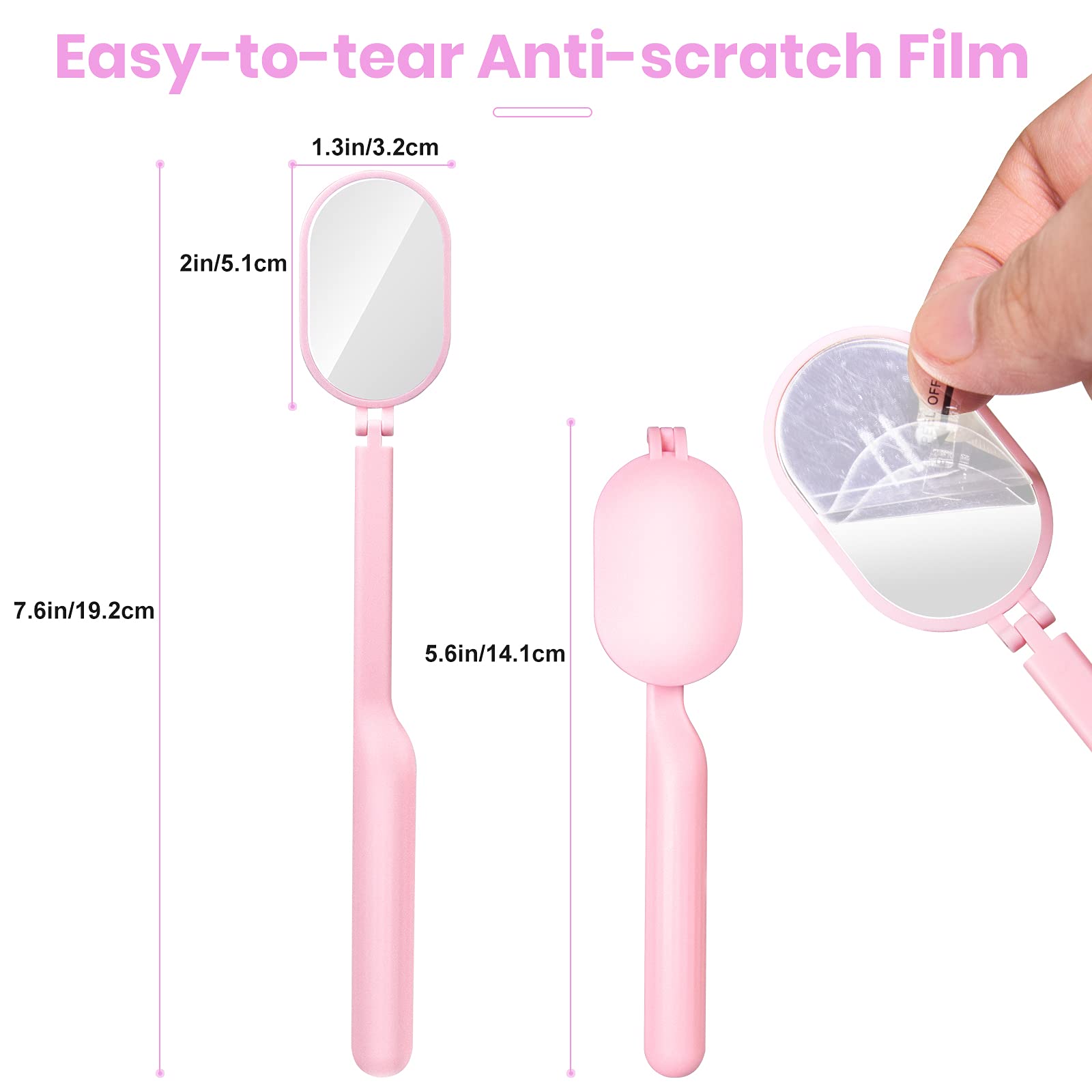 1 PCS Large Eyelash Extension Mirror with 270° Rotation - Lightweight Folding Makeup Mirror for Lash Techs & Professionals - Adjustable Inspection Mirror for Eyelash Extensions & Beauty (Pink) - Perfect for Salon, Home Use & Travel Makeup Kit