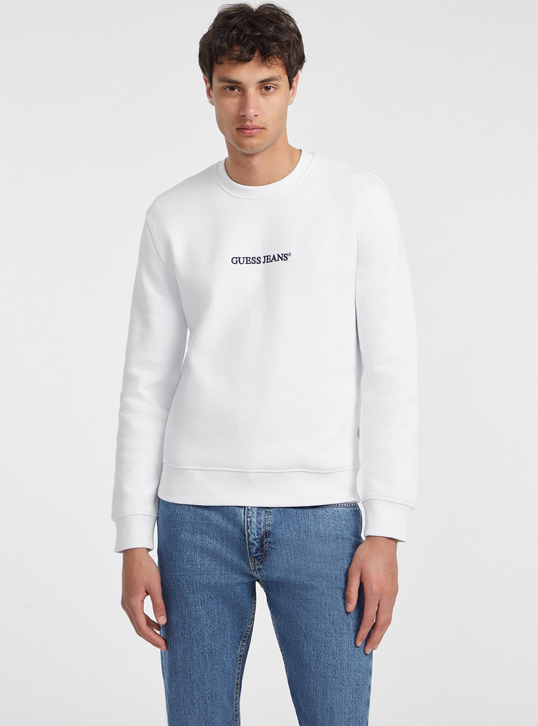 Guess Women's White Logo Jumper Sweater - Casual Pullover Knit Top for Fall & Winter | Perfect for Daily Wear, Office Outfits and Weekend Hangouts