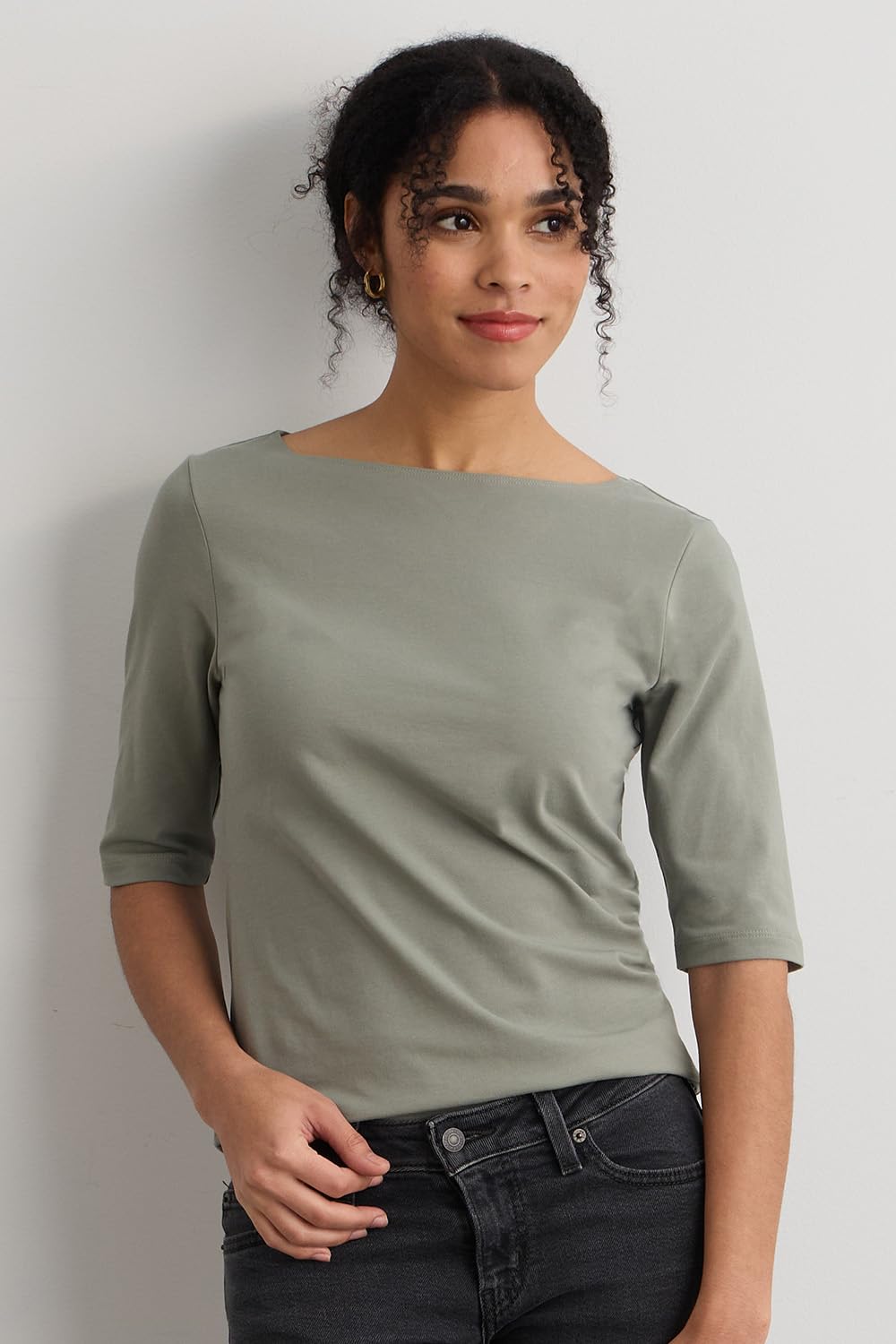 Organic Pima Cotton Women's Half Sleeve Boat Neck T-Shirt - Soft & Breathable Casual Top for Summer, Work & Everyday Wear