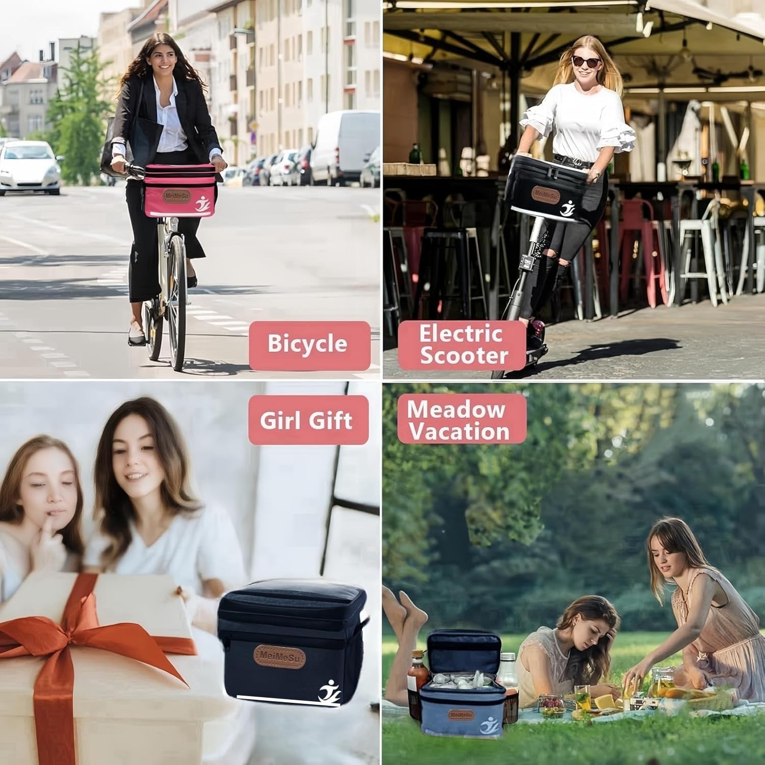 Waterproof Bike Handlebar Bag with Touchscreen Phone Holder & Insulated Cooler Lunch Bag - Cycling Commute, Outdoor Picnic, Grocery Shopping Accessories