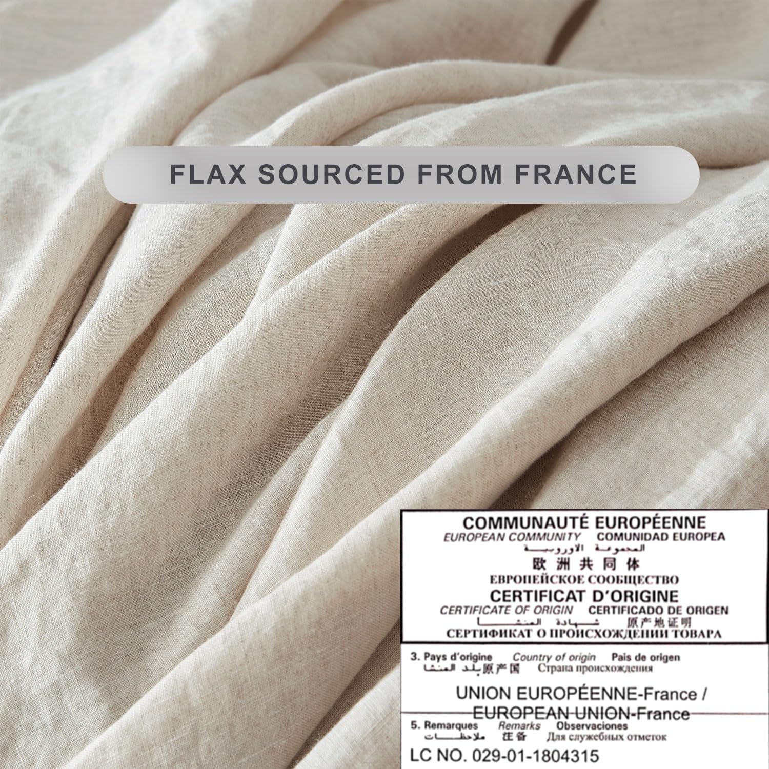 TOSMO 100% French Flax Linen Sheets Set - Queen Size 4pc Bedding (1 Flat Sheet, 1 Fitted Sheet, 2 Pillowcases) | Breathable & Durable Natural Linen for All-Season Comfort - Perfect for Eco-Friendly Home & Luxury Hotel Style Bedrooms