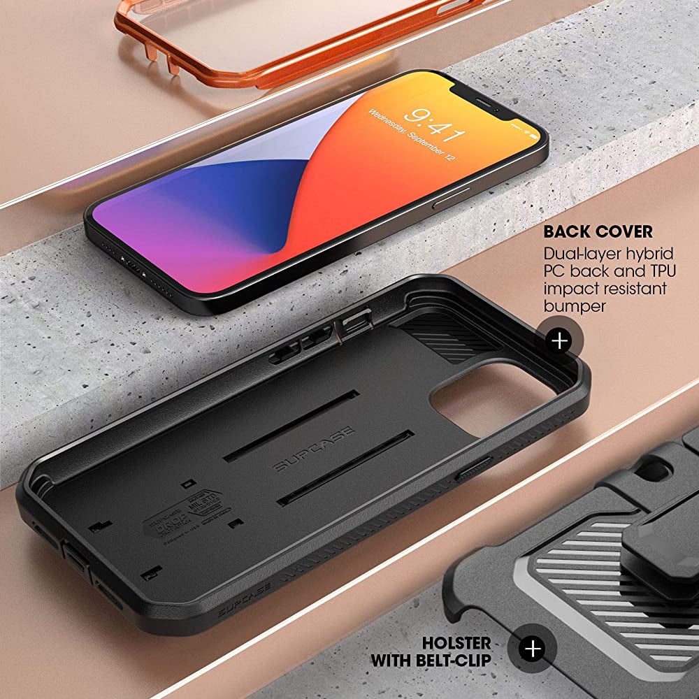 iPhone 12 Mini 5.4 Inch Unicorn Beetle Pro Rugged Case - Shockproof & Drop Protection - Orange Heavy Duty Cover for Outdoor, Work & Extreme Sports